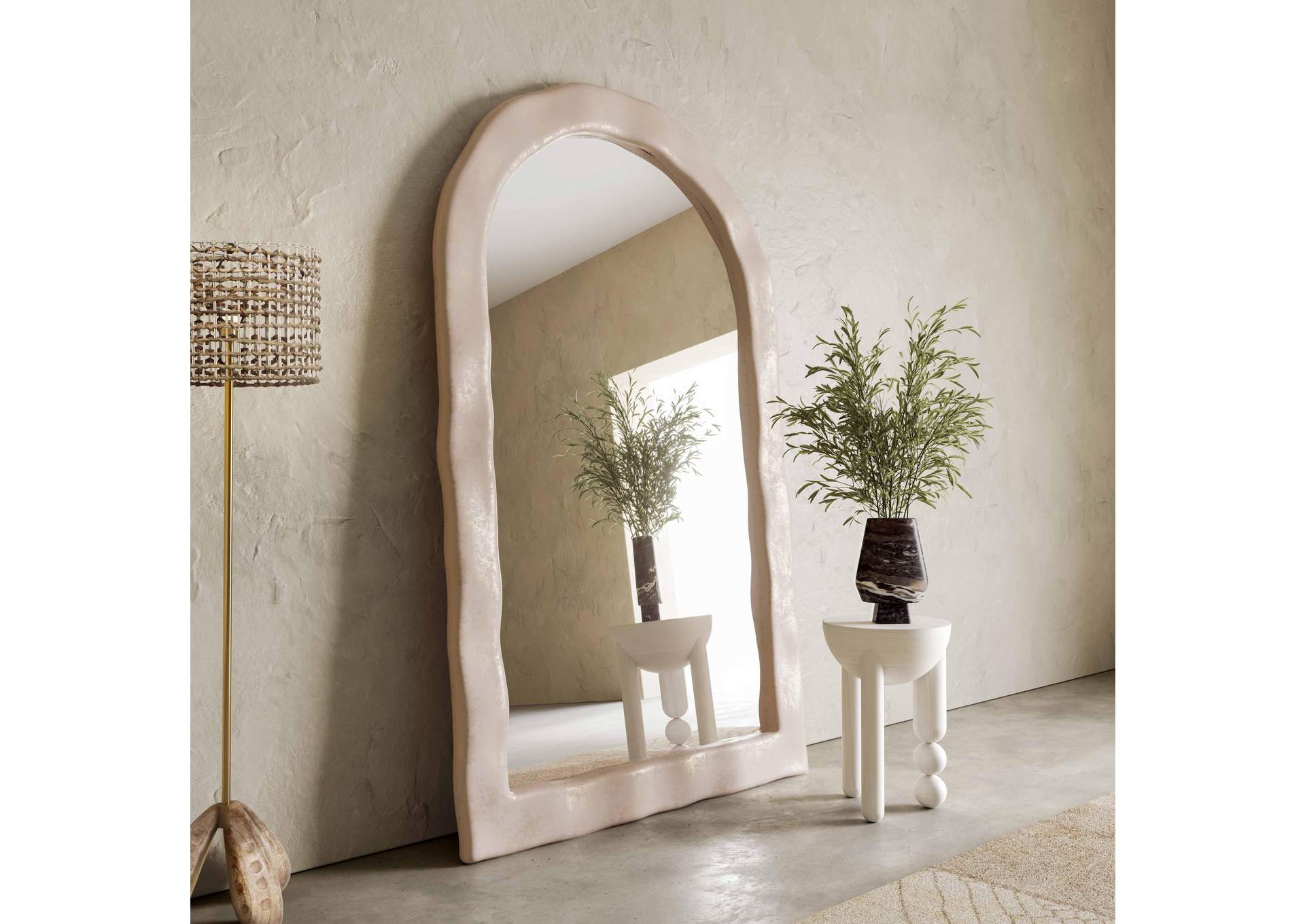 Kaia Cream Textured Floor Mirror image 3