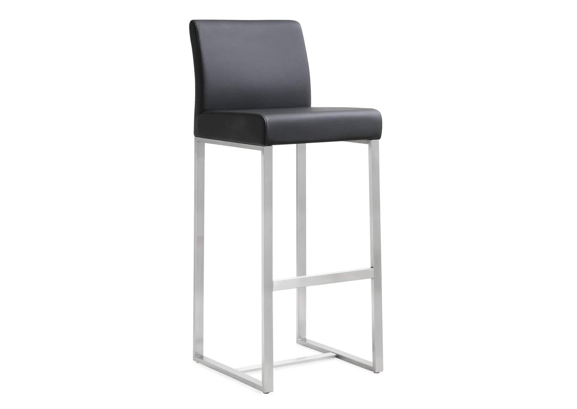Denmark Black Performance Vegan Leather and Stainless Steel Barstool - Set of 2 image 4