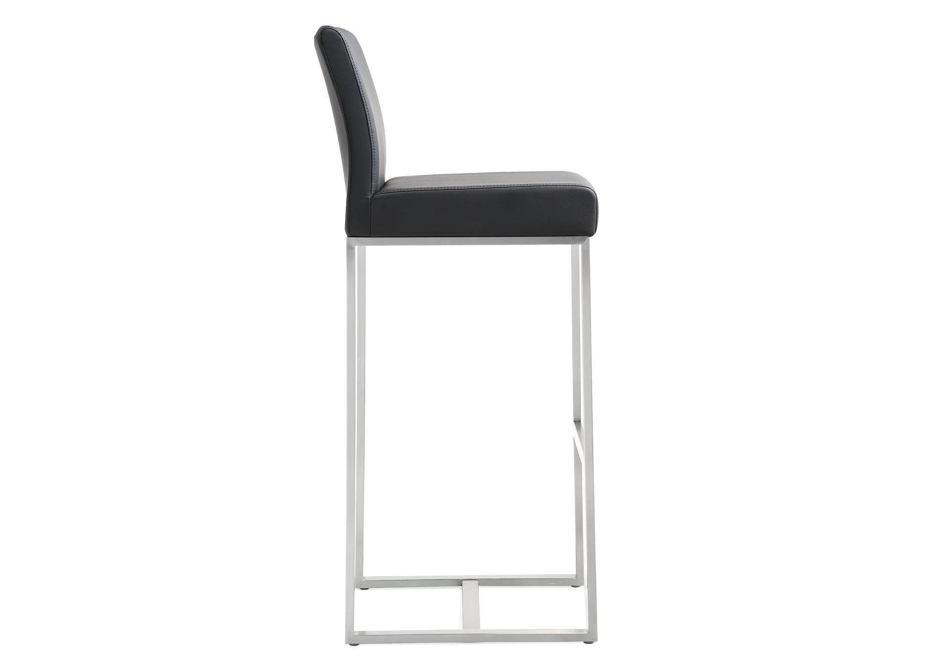 Denmark Black Performance Vegan Leather and Stainless Steel Barstool - Set of 2 image 5