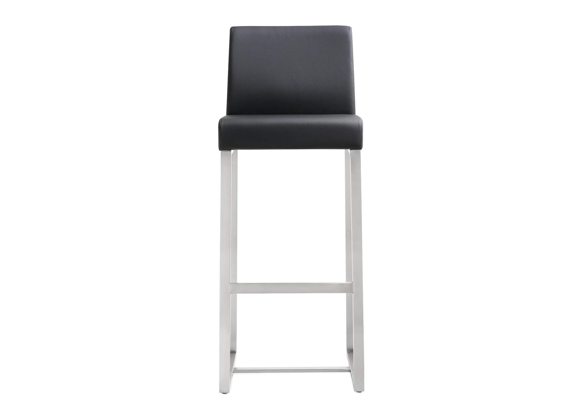 Denmark Black Performance Vegan Leather and Stainless Steel Barstool - Set of 2 image 6