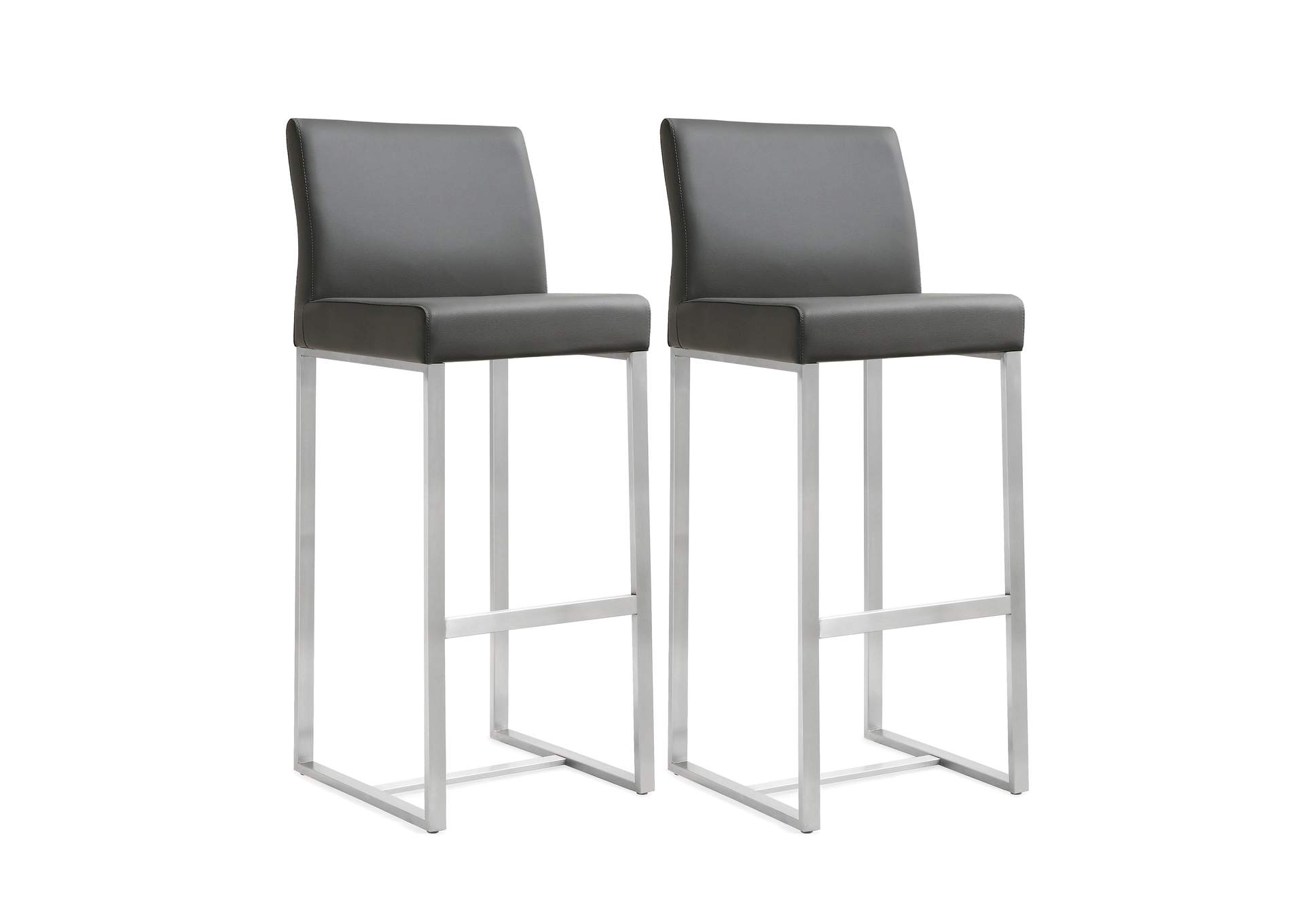 Denmark Grey Performance Vegan Leather and Stainless Steel Barstool - Set of 2 image 1