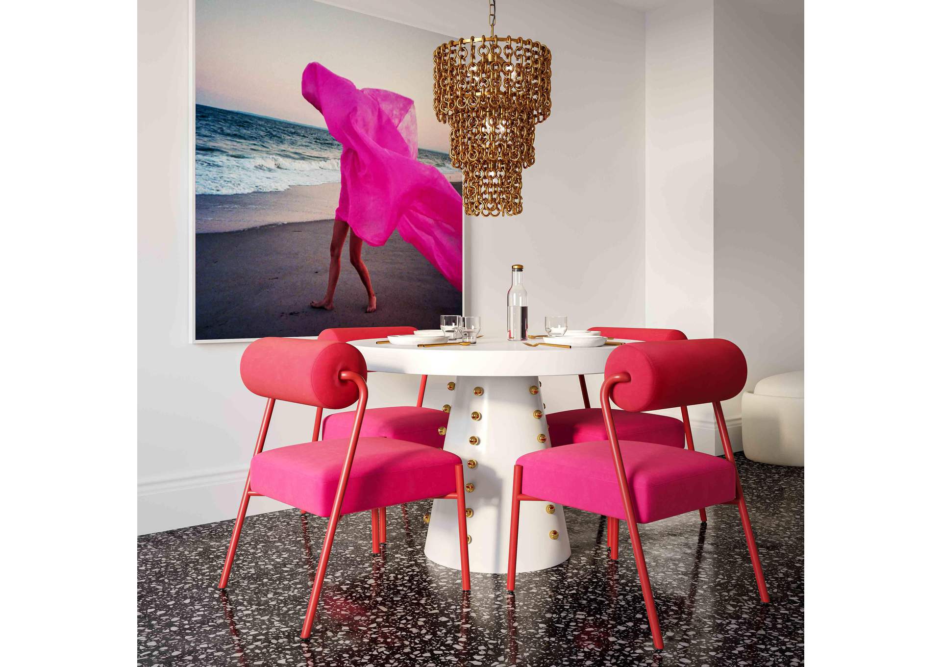 Jolene Hot Pink Velvet Dining Chair - Set of 2 image 3