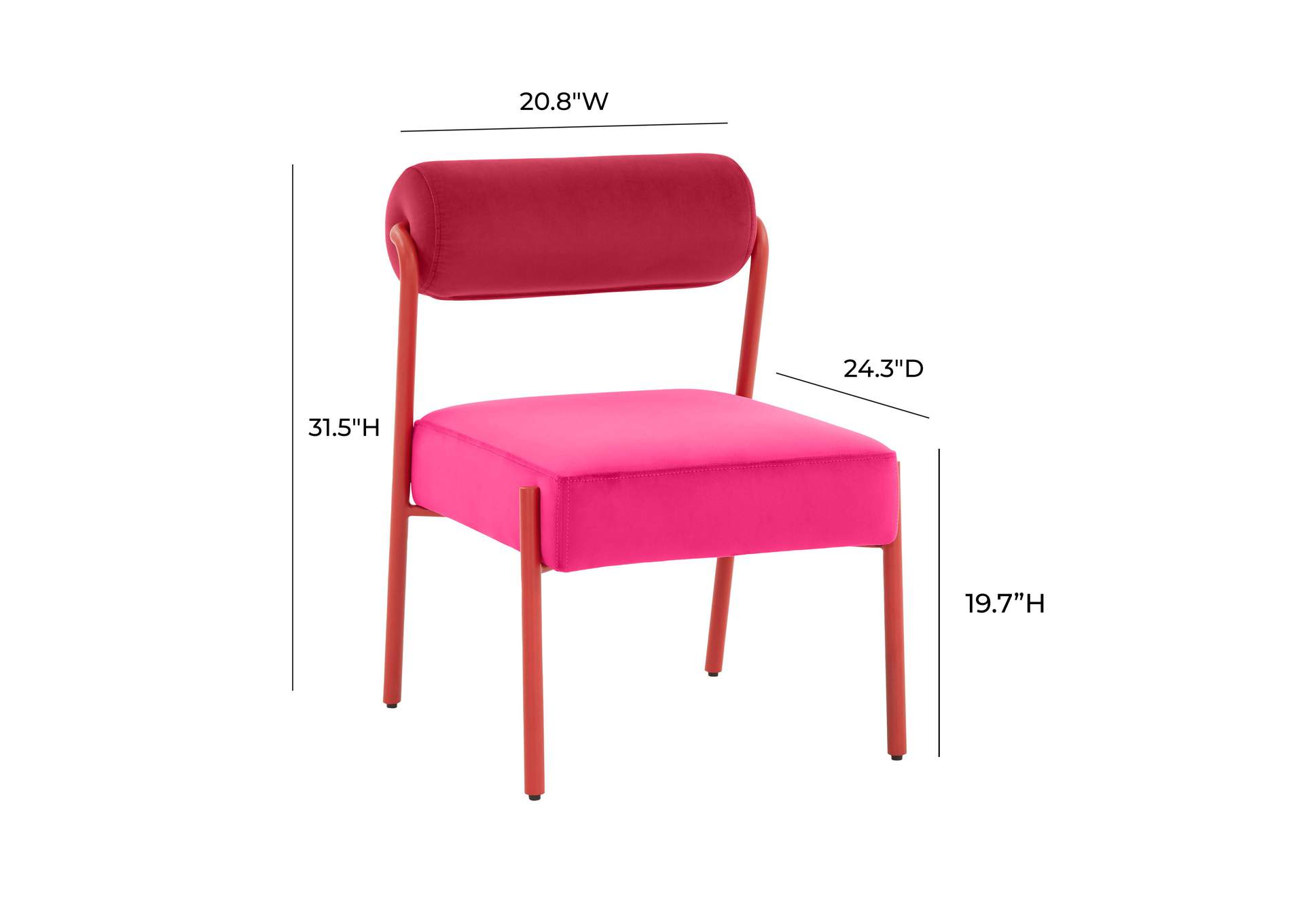 Jolene Hot Pink Velvet Dining Chair - Set of 2 image 8