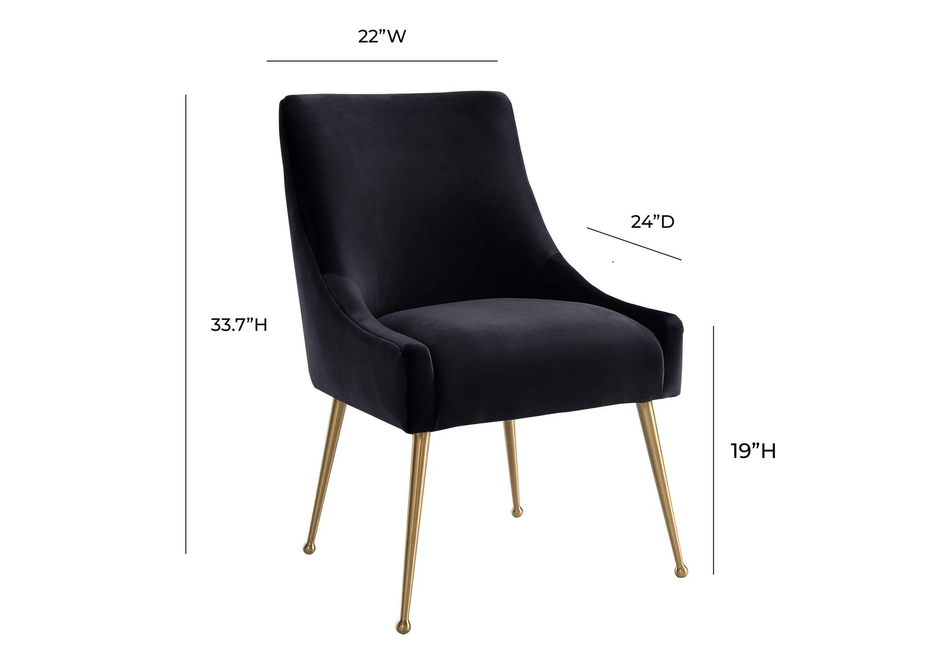 Beatrix Black Velvet Side Chair image 3