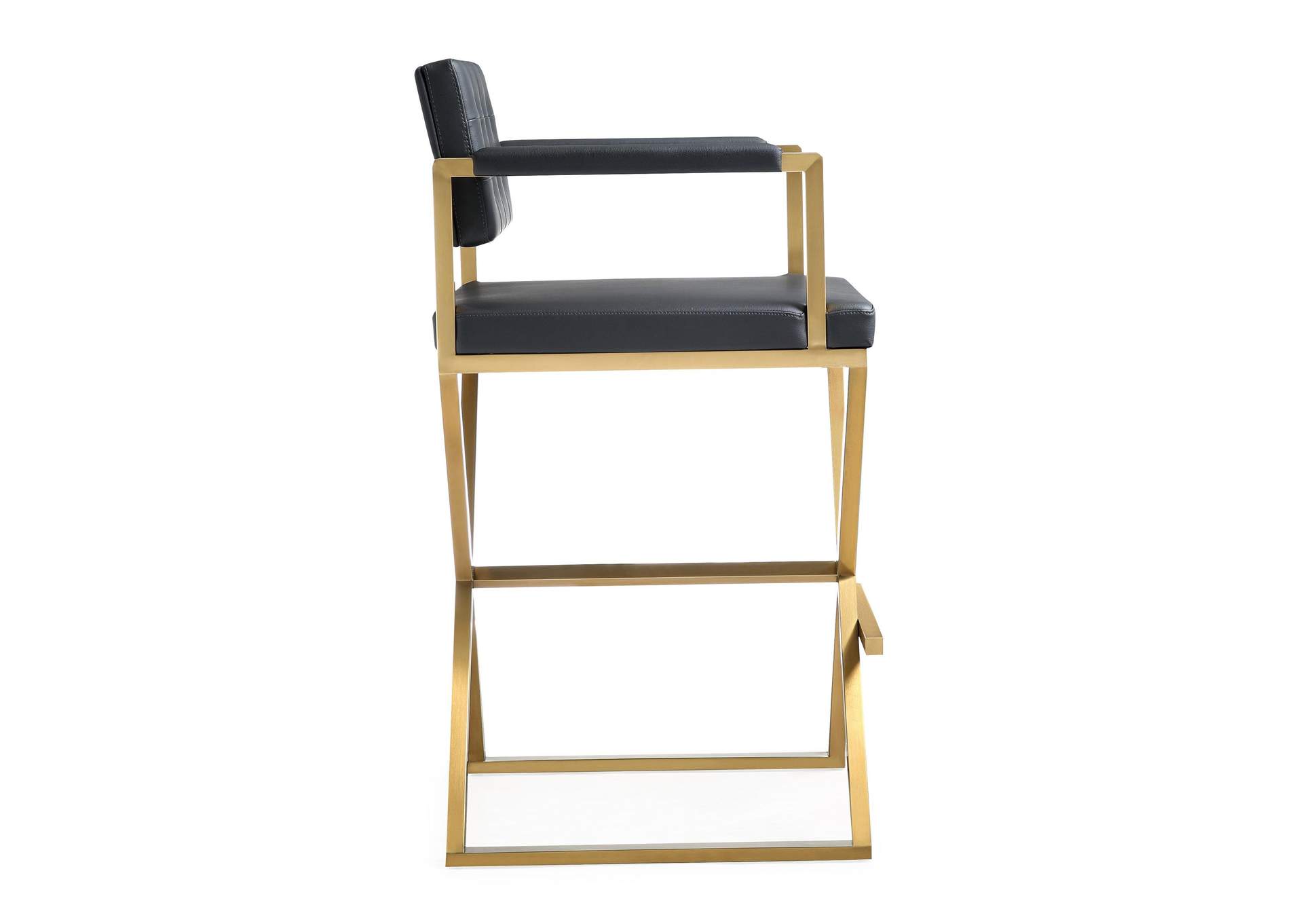Director Black Performance Vegan Leather and Gold Steel Barstool image 5