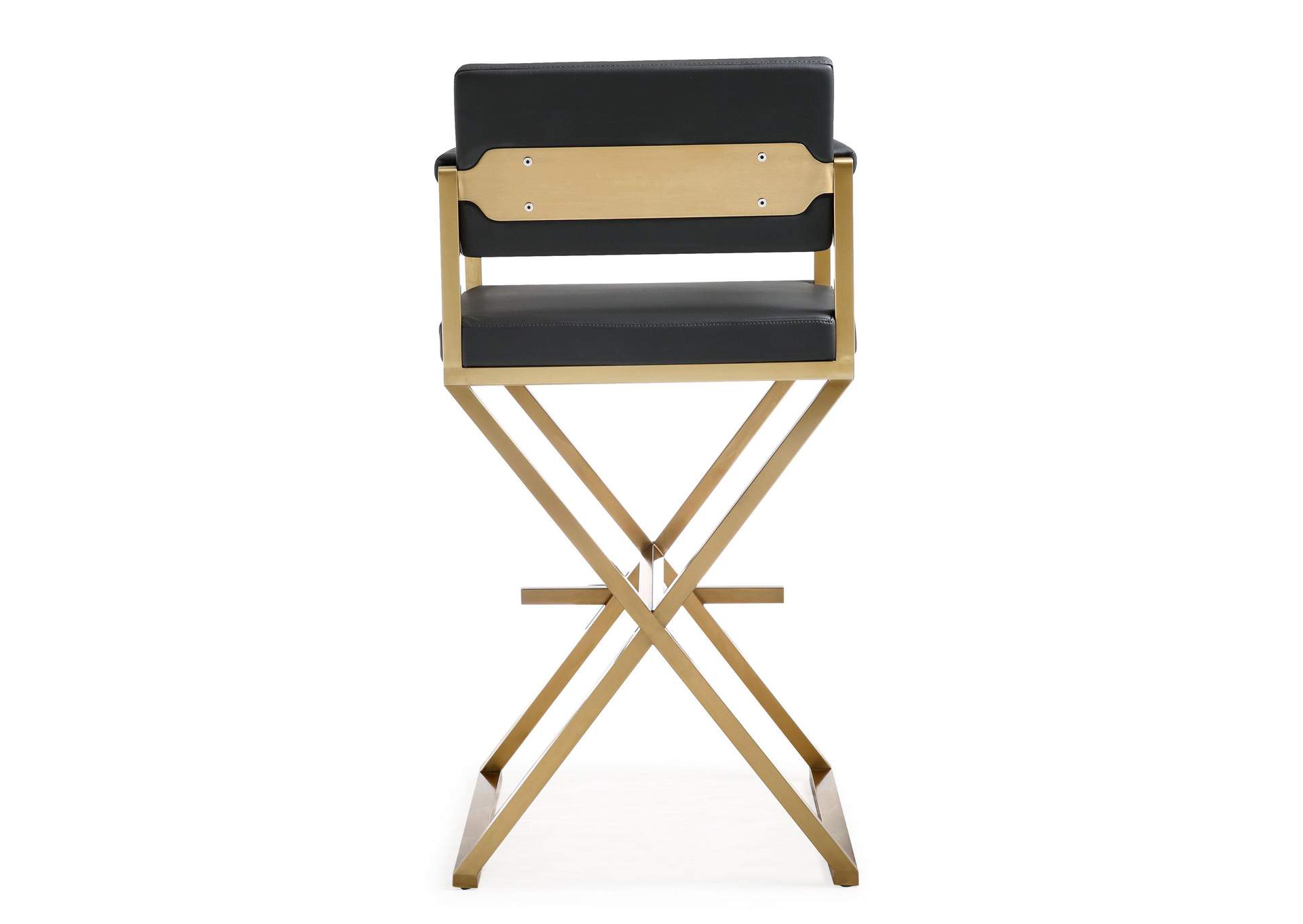 Director Black Performance Vegan Leather and Gold Steel Barstool image 6
