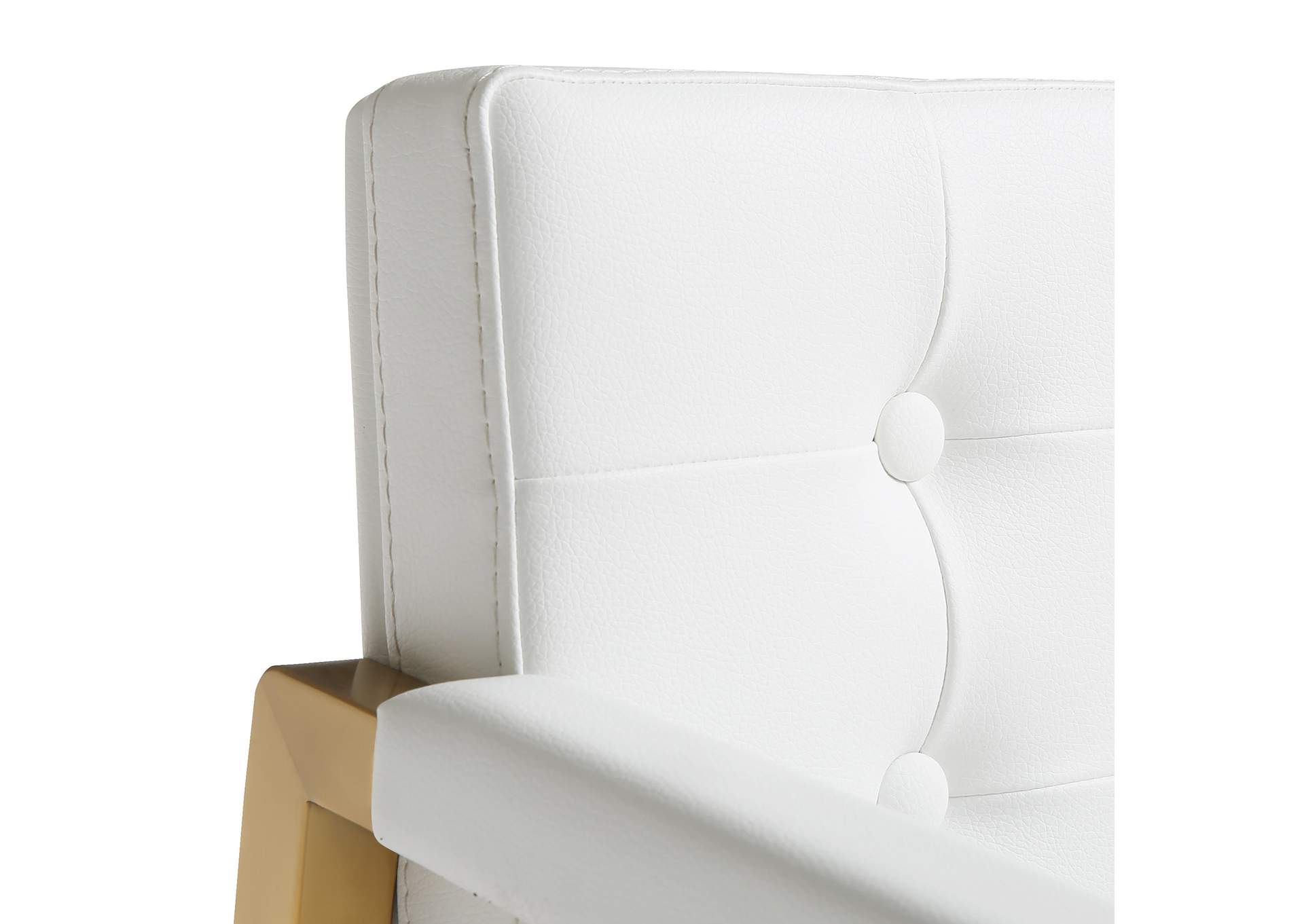 Director White Performance Vegan Leather and Gold Steel Barstool image 7