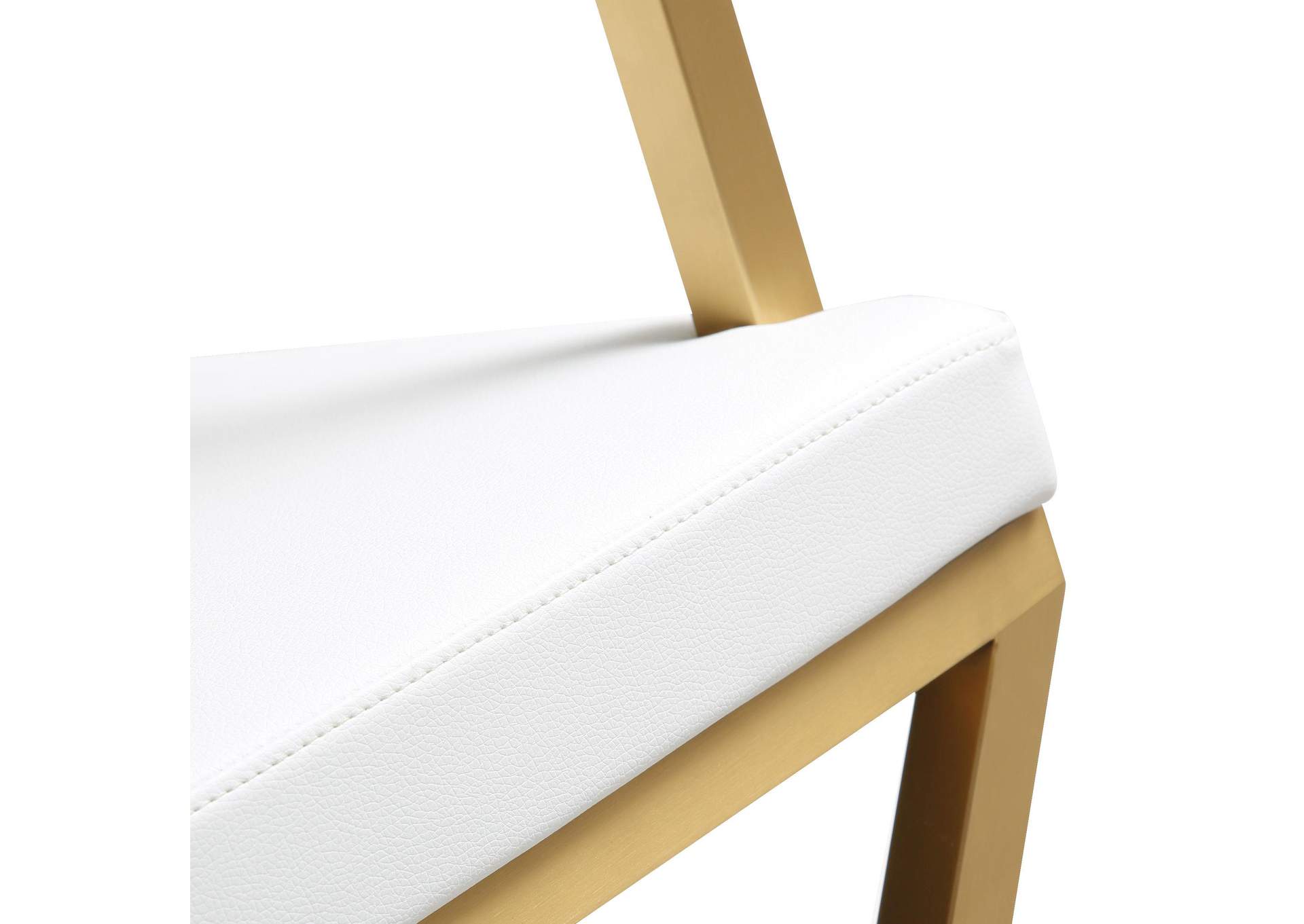 Director White Performance Vegan Leather and Gold Steel Barstool image 9