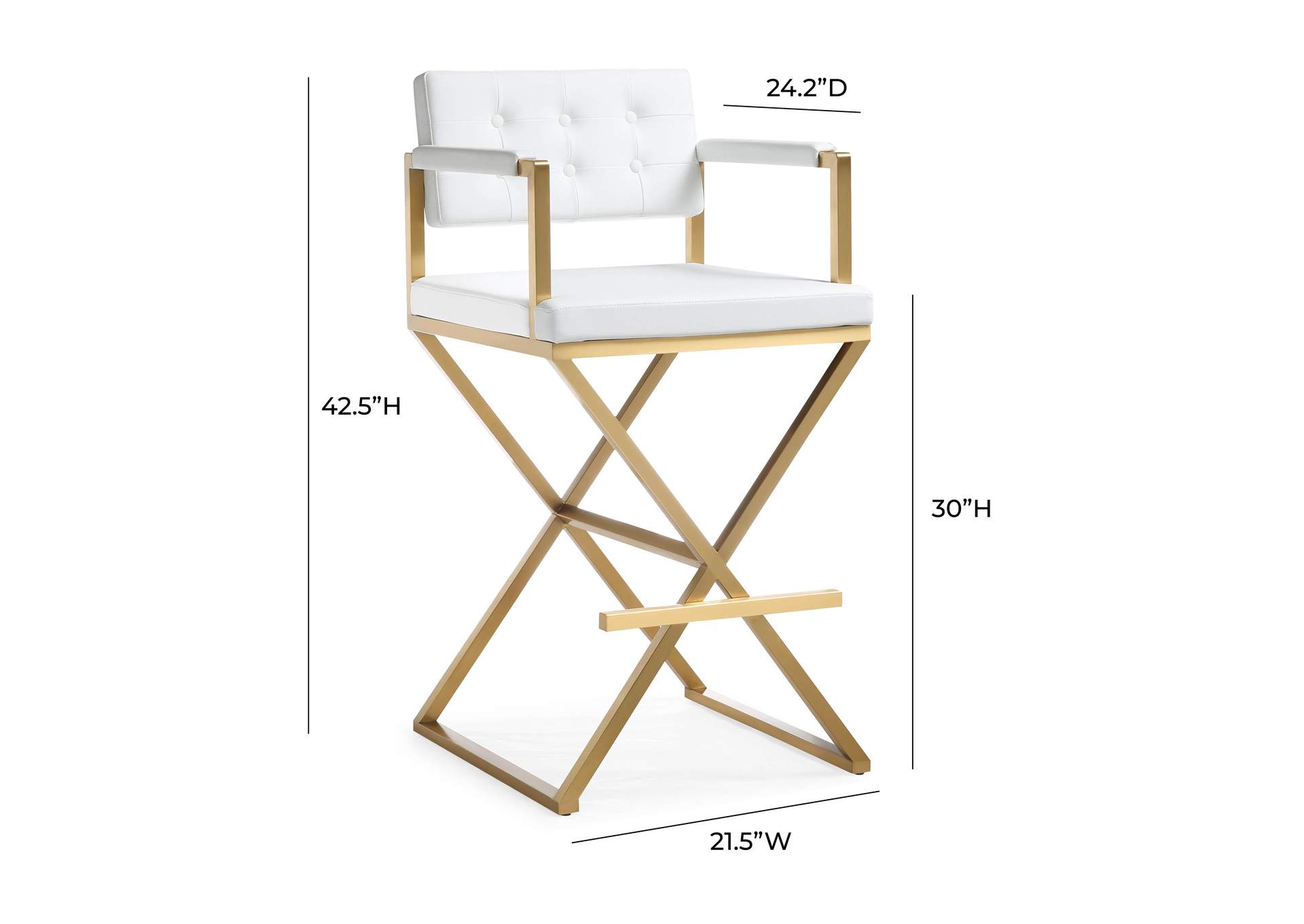 Director White Performance Vegan Leather and Gold Steel Barstool image 10