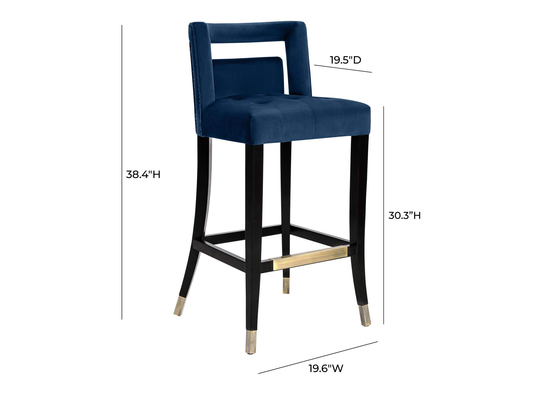 Hart Navy Velvet Bar Stool image 7