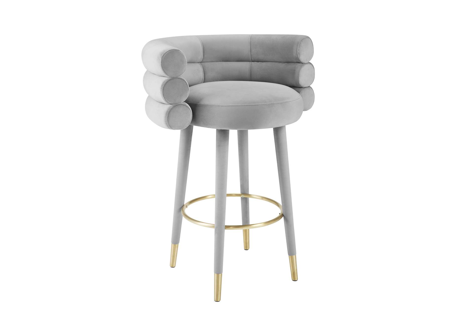 Betty Grey Velvet Barstool image 1