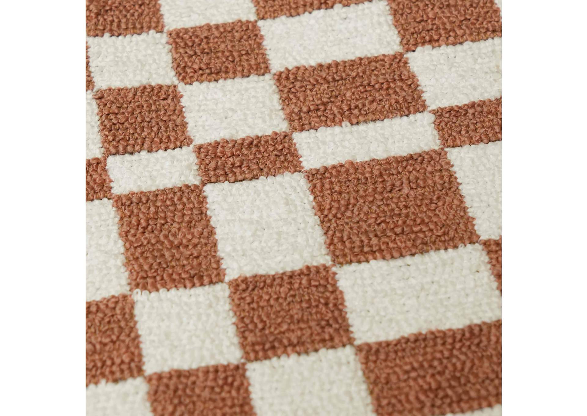 Claire Brown Checkered Boucle Stool image 8