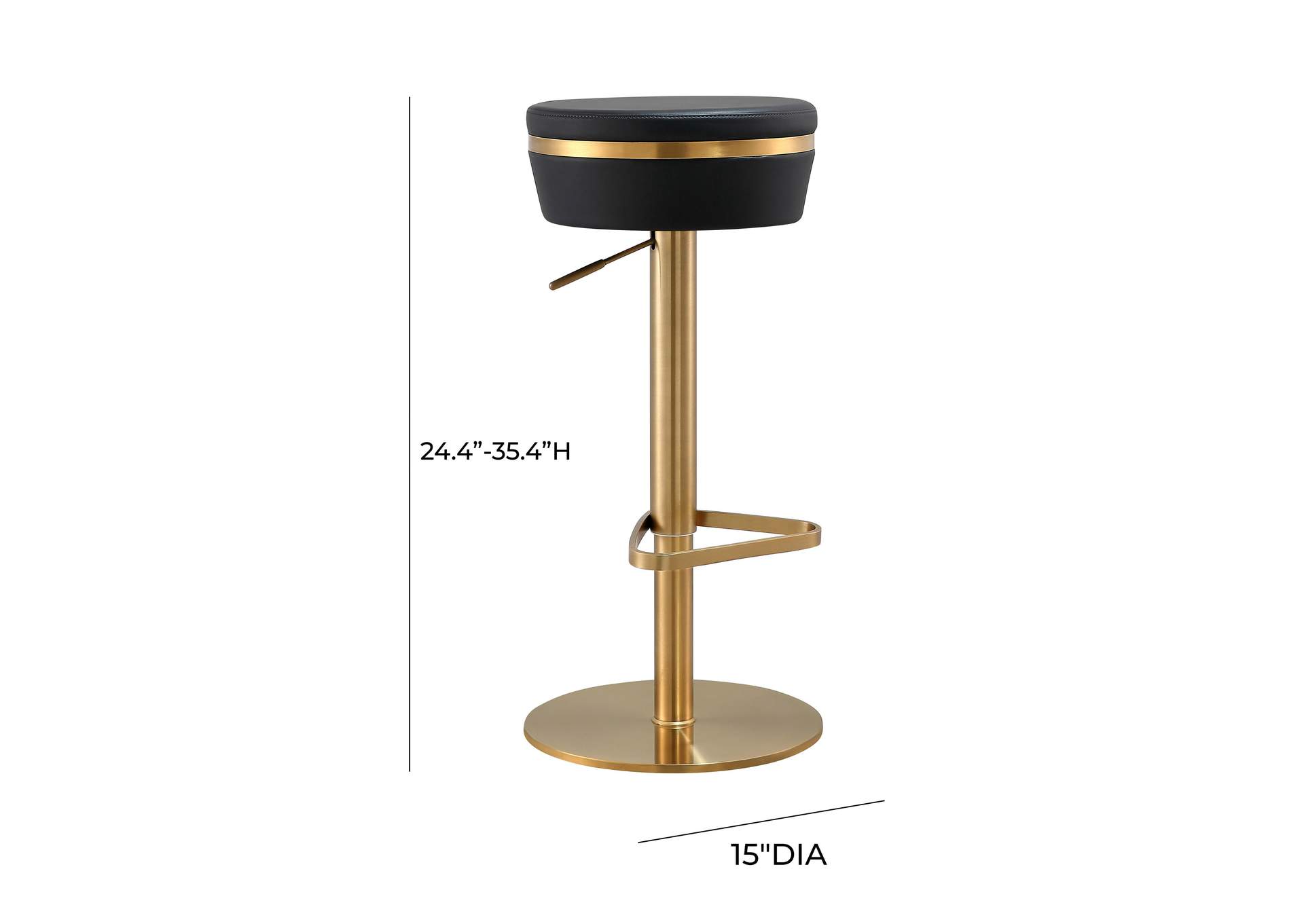 Astro Black Performance Vegan Leather and Gold Adjustable Stool image 9