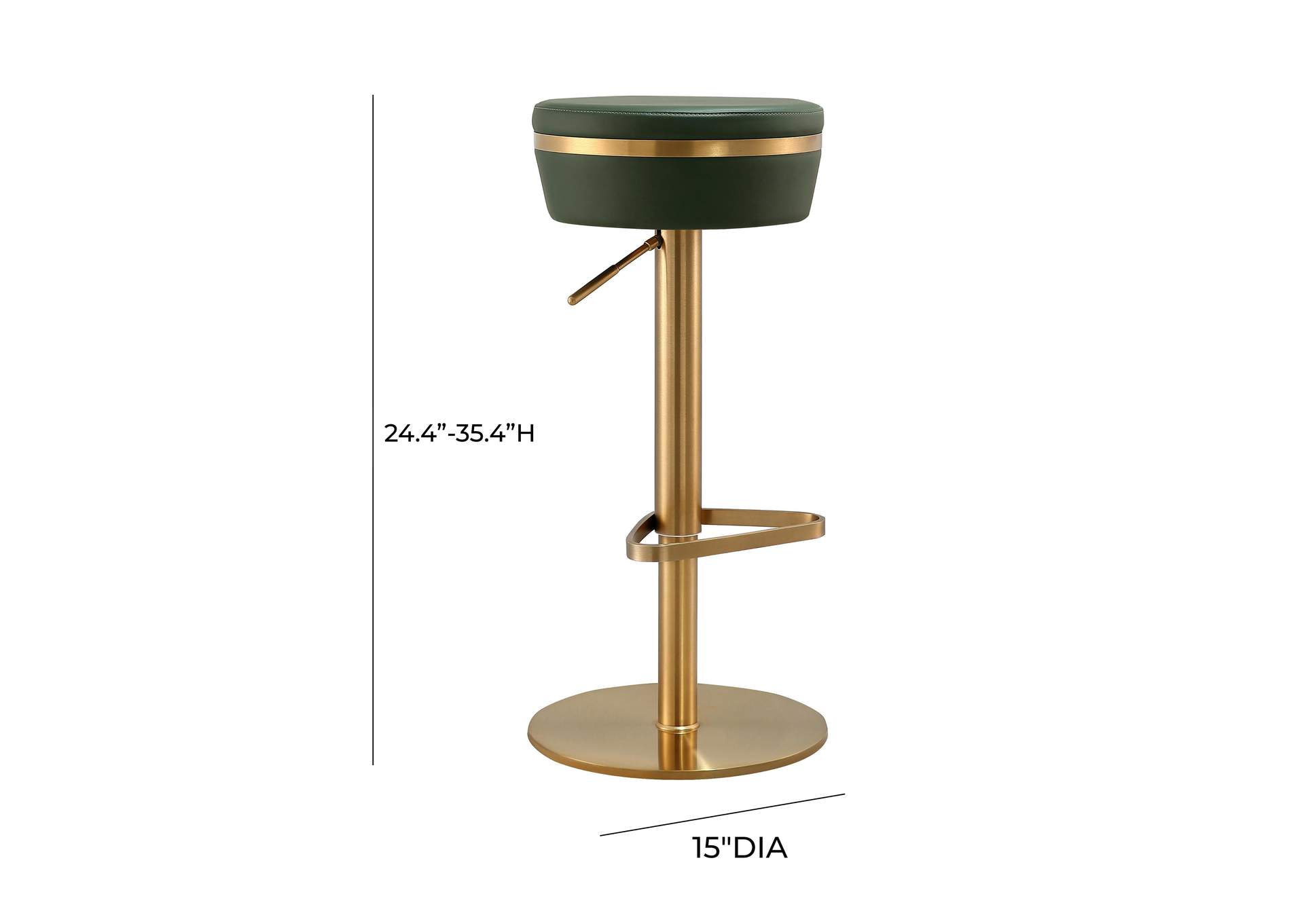 Astro Malachite Green Performance Vegan Leather and Gold Adjustable Stool image 6
