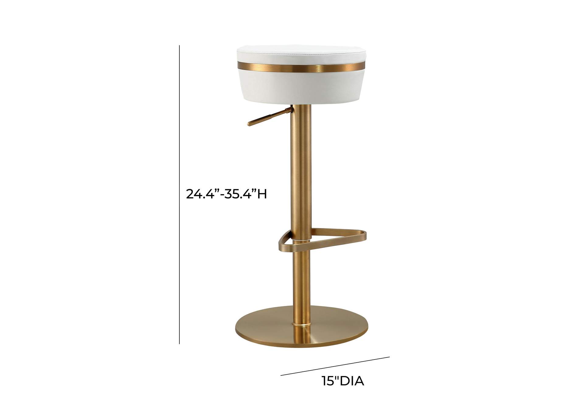 Astro White Performance Vegan Leather and Gold Adjustable Stool image 5