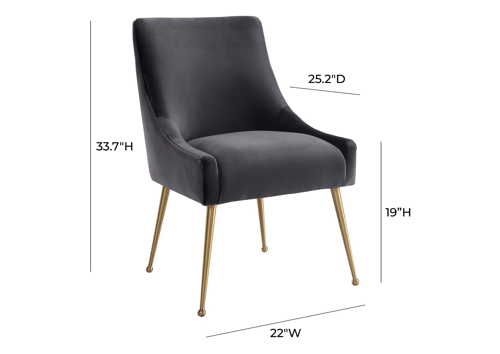Beatrix Grey Velvet Side Chair image 9