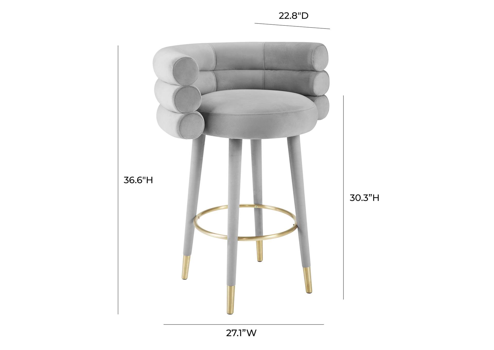 Betty Grey Velvet Barstool image 6