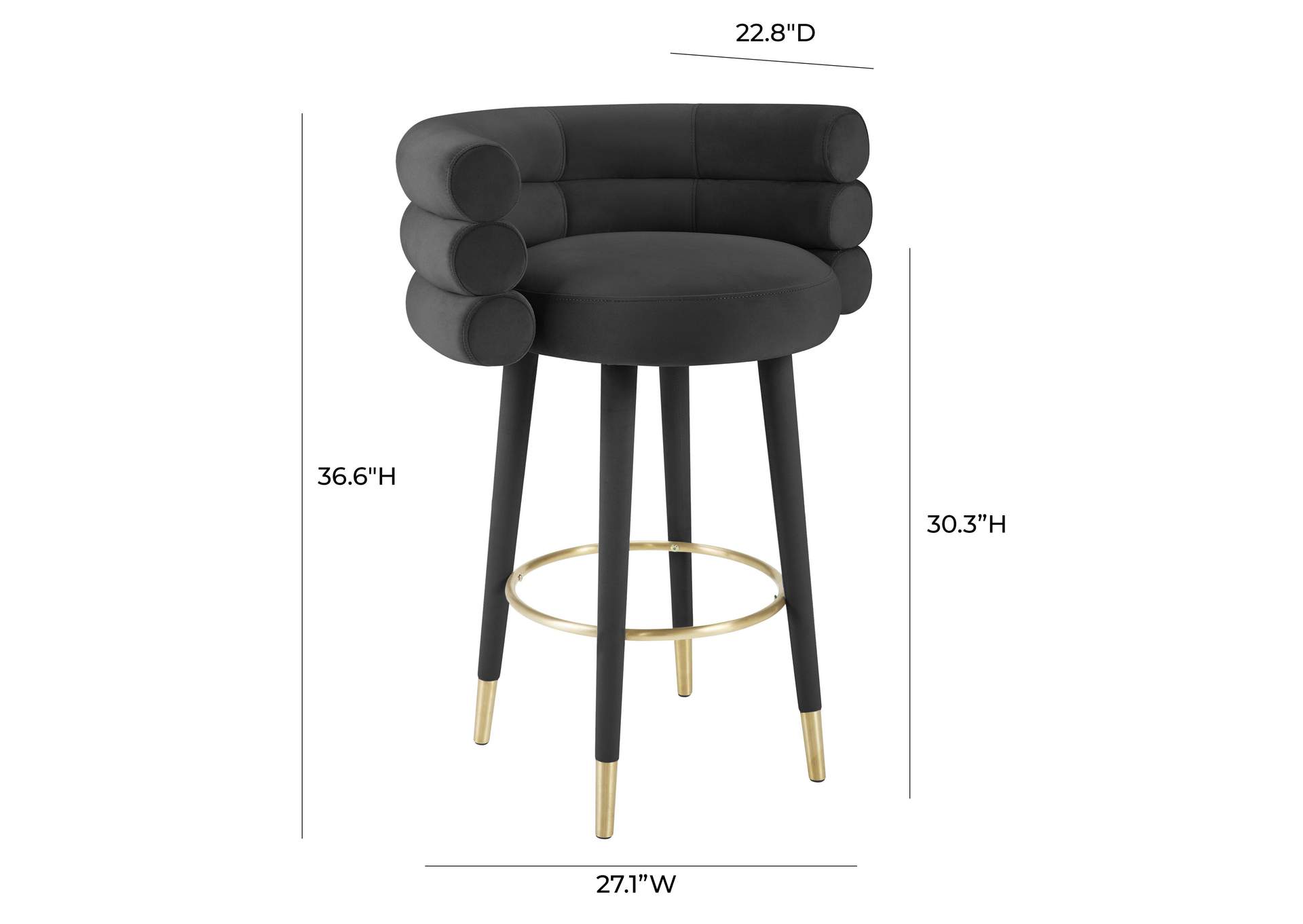 Betty Black Velvet Barstool image 6