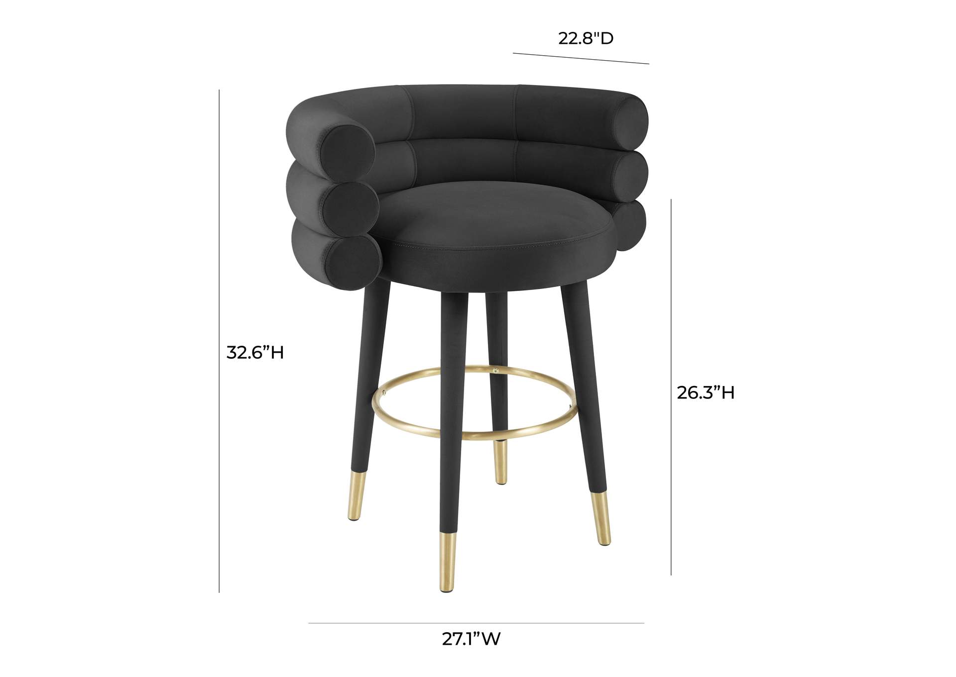 Betty Black Velvet Counter Stool image 7