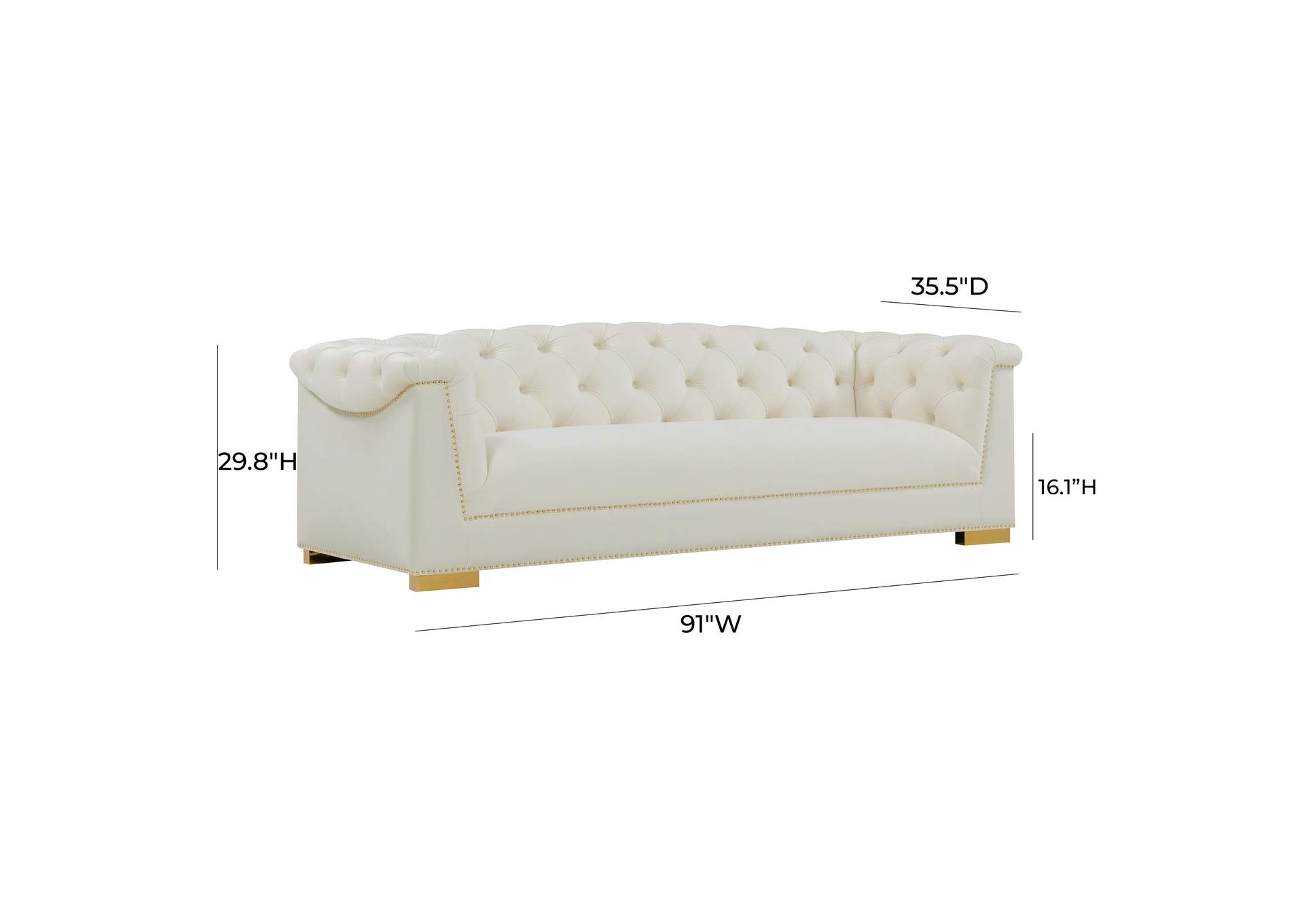 Farah Cream Velvet Sofa image 3