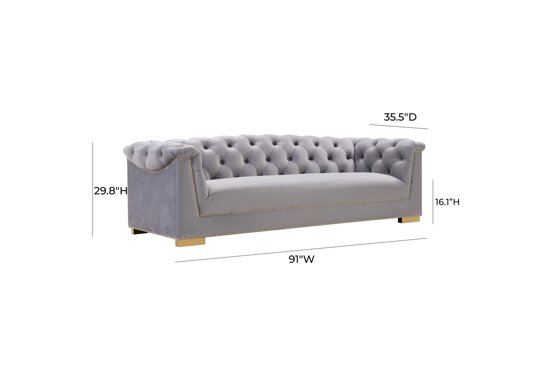 Farah Grey Velvet Sofa image 3