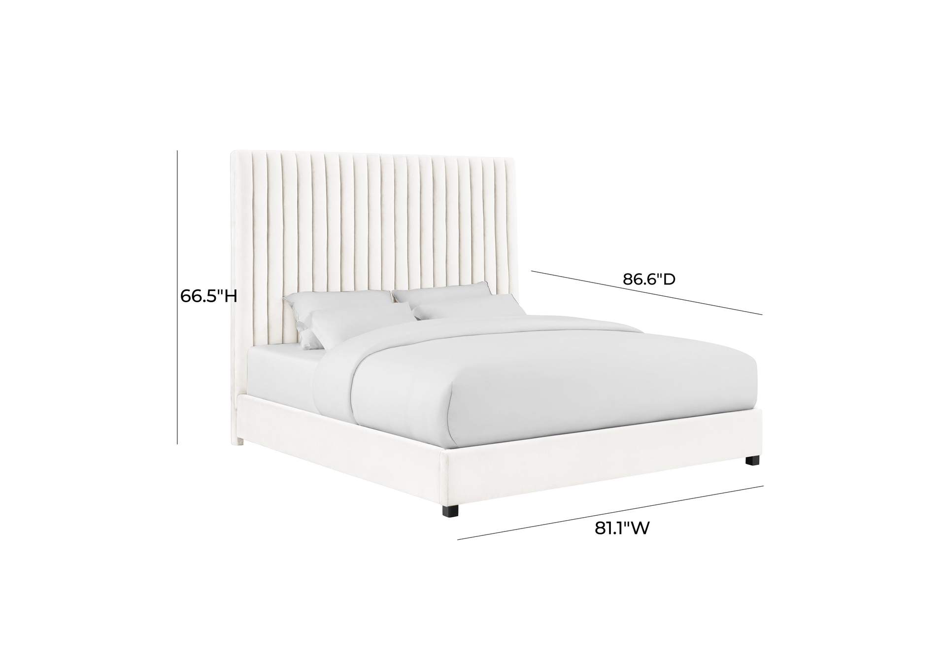 Arabelle White Velvet King Bed image 7