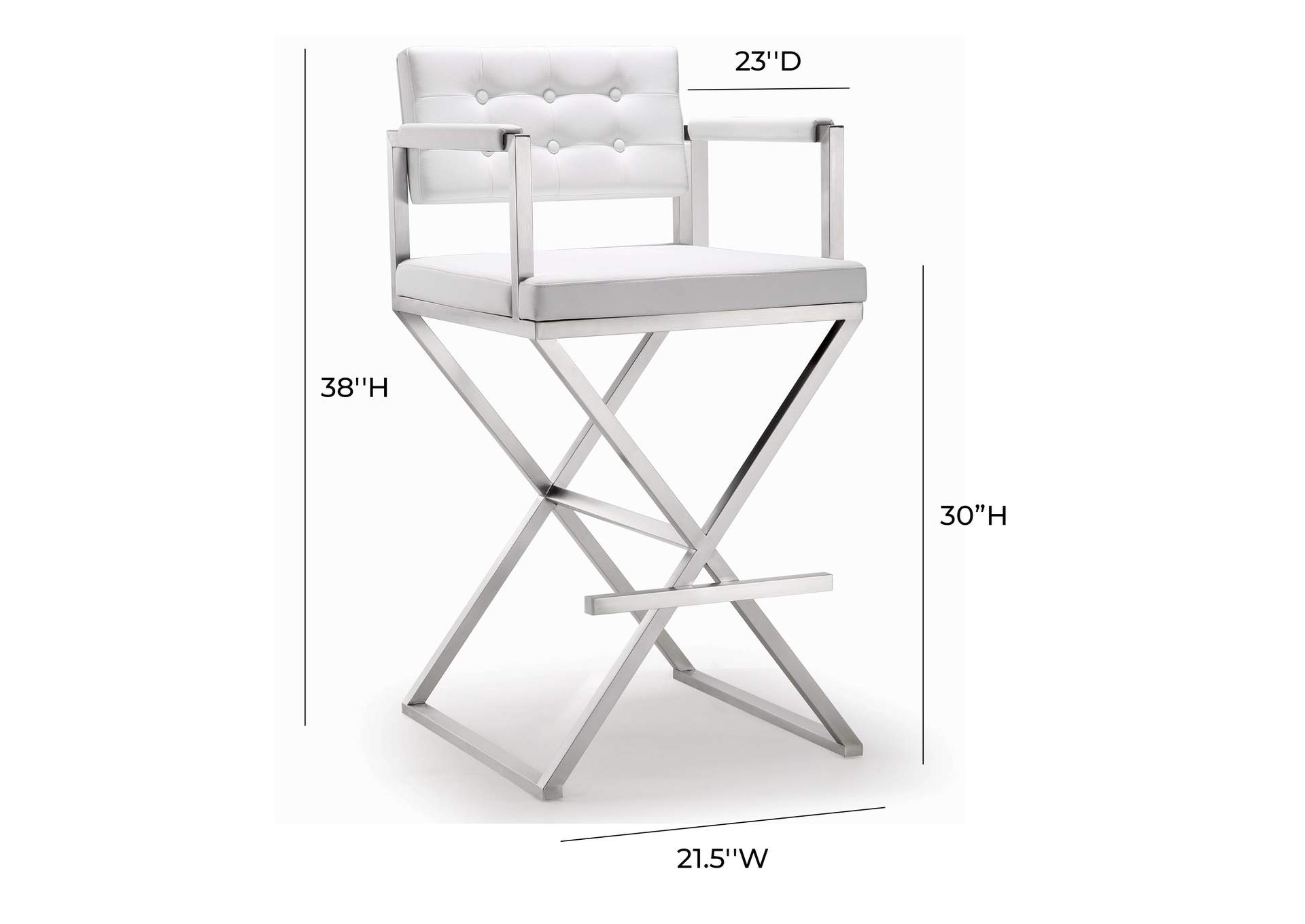 Director White Performance Vegan Leather and Stainless Steel Barstool image 10