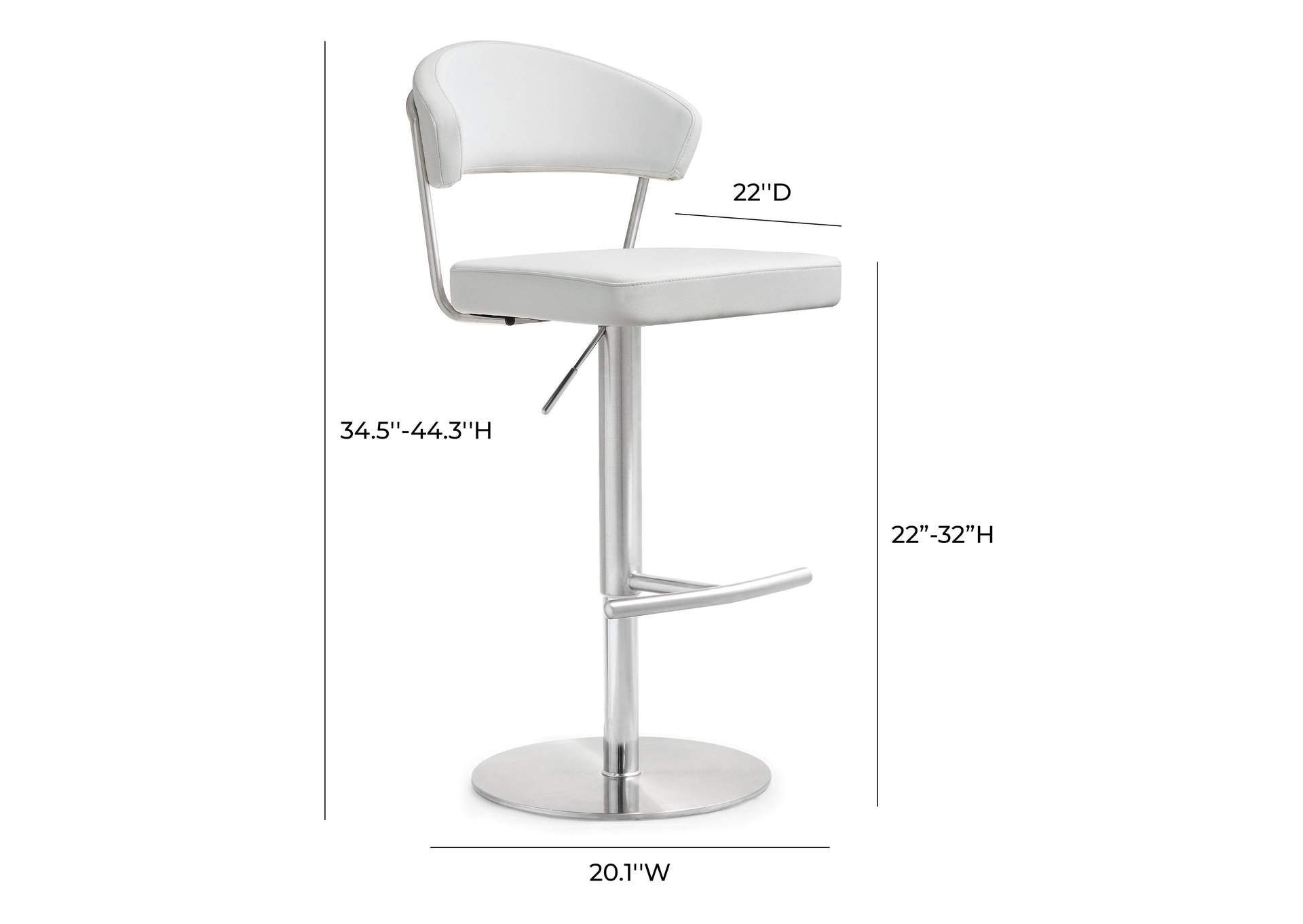 Cosmo White Performance Vegan Leather and Stainless Steel Barstool image 8