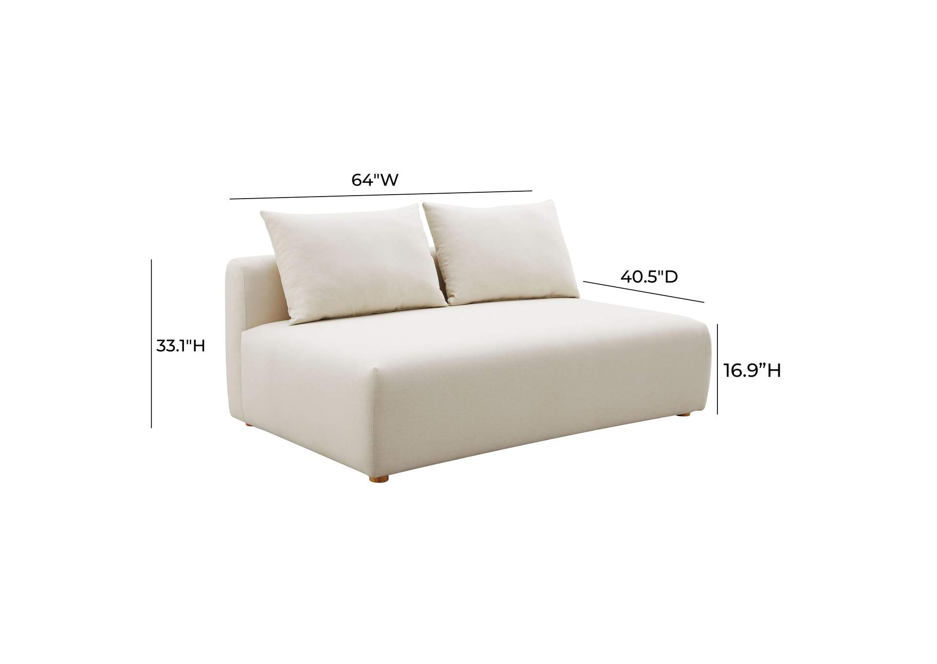 Hangover Cream Performance Linen Modular Loveseat image 6