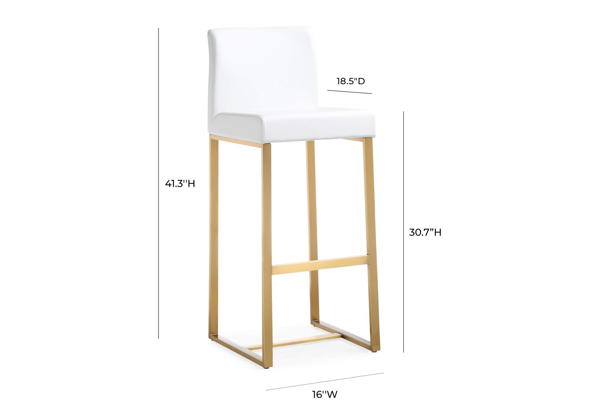 Denmark White Performance Vegan Leather and Gold Steel Barstool - Set of 2 image 5