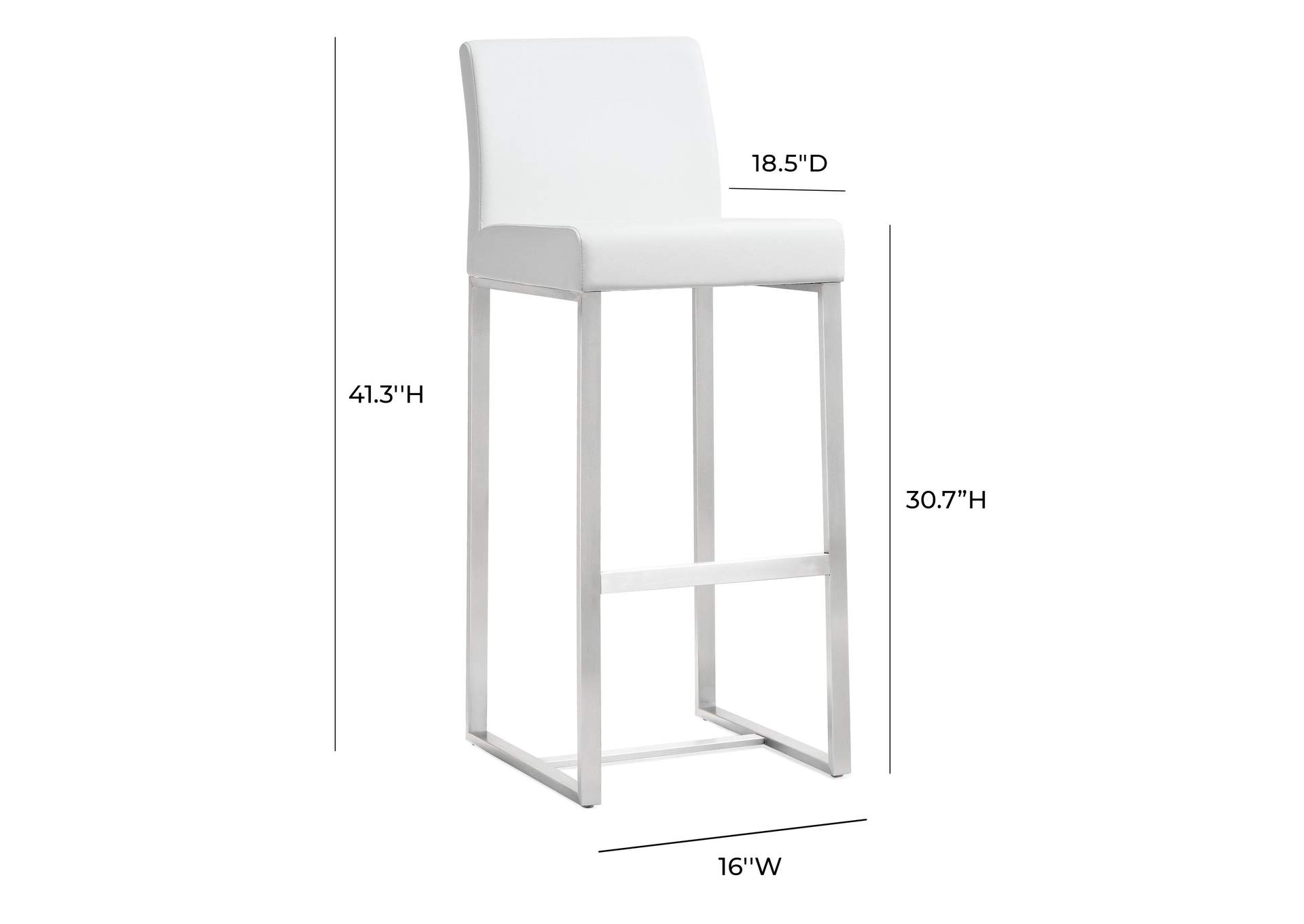 Denmark White Performance Vegan Leather and Stainless Steel Barstool - Set of 2 image 7