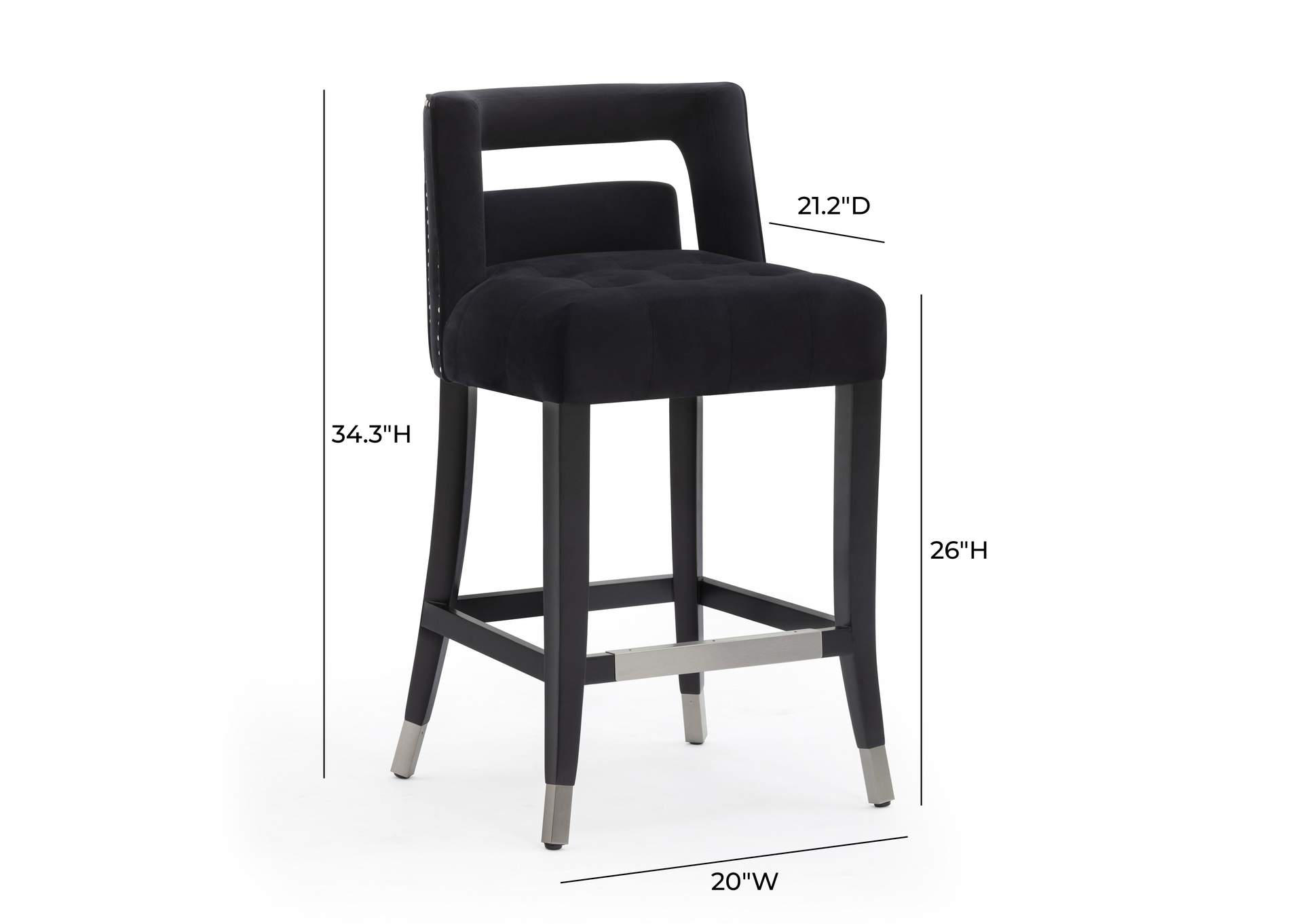 Hart Black Velvet Counter Stool image 7