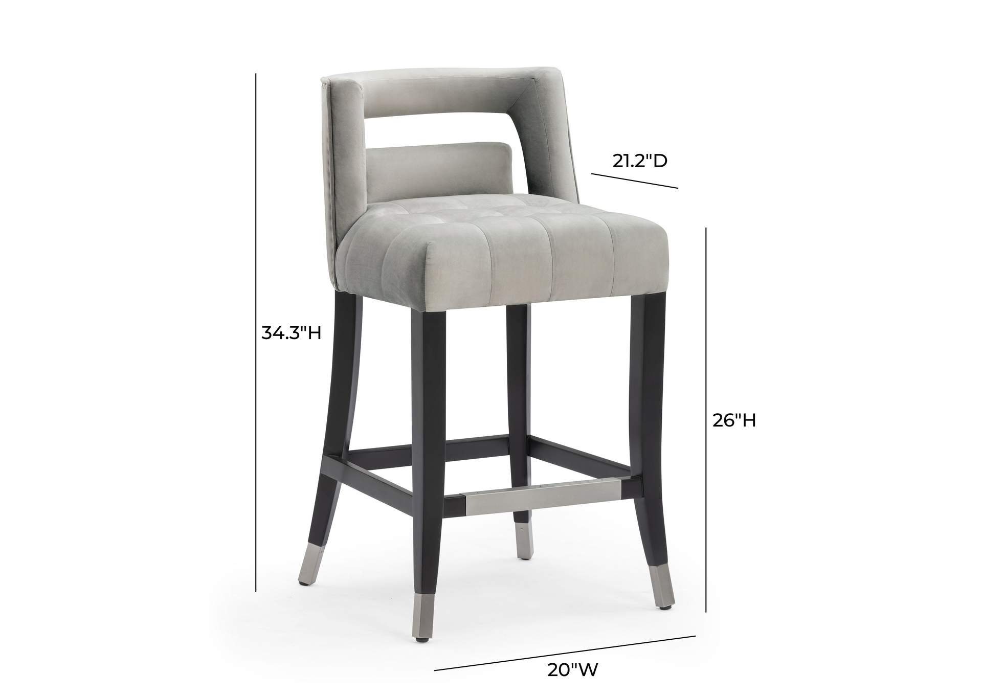 Hart Grey Velvet Counter Stool image 7