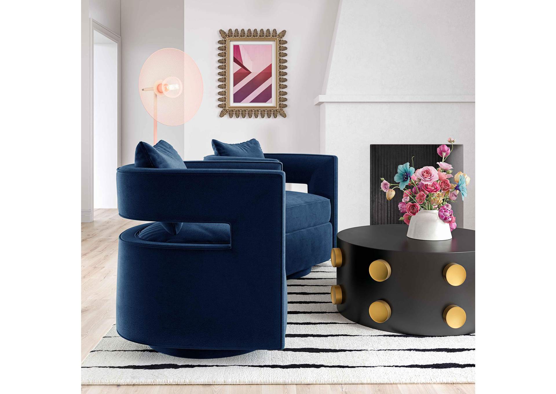 Kennedy Navy Velvet Swivel Chair image 3
