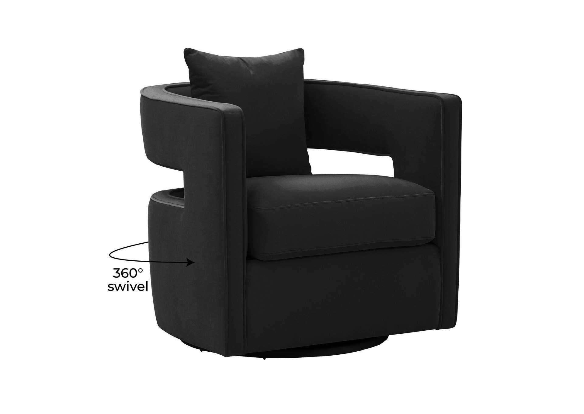 Kennedy Black Velvet Swivel Chair image 7