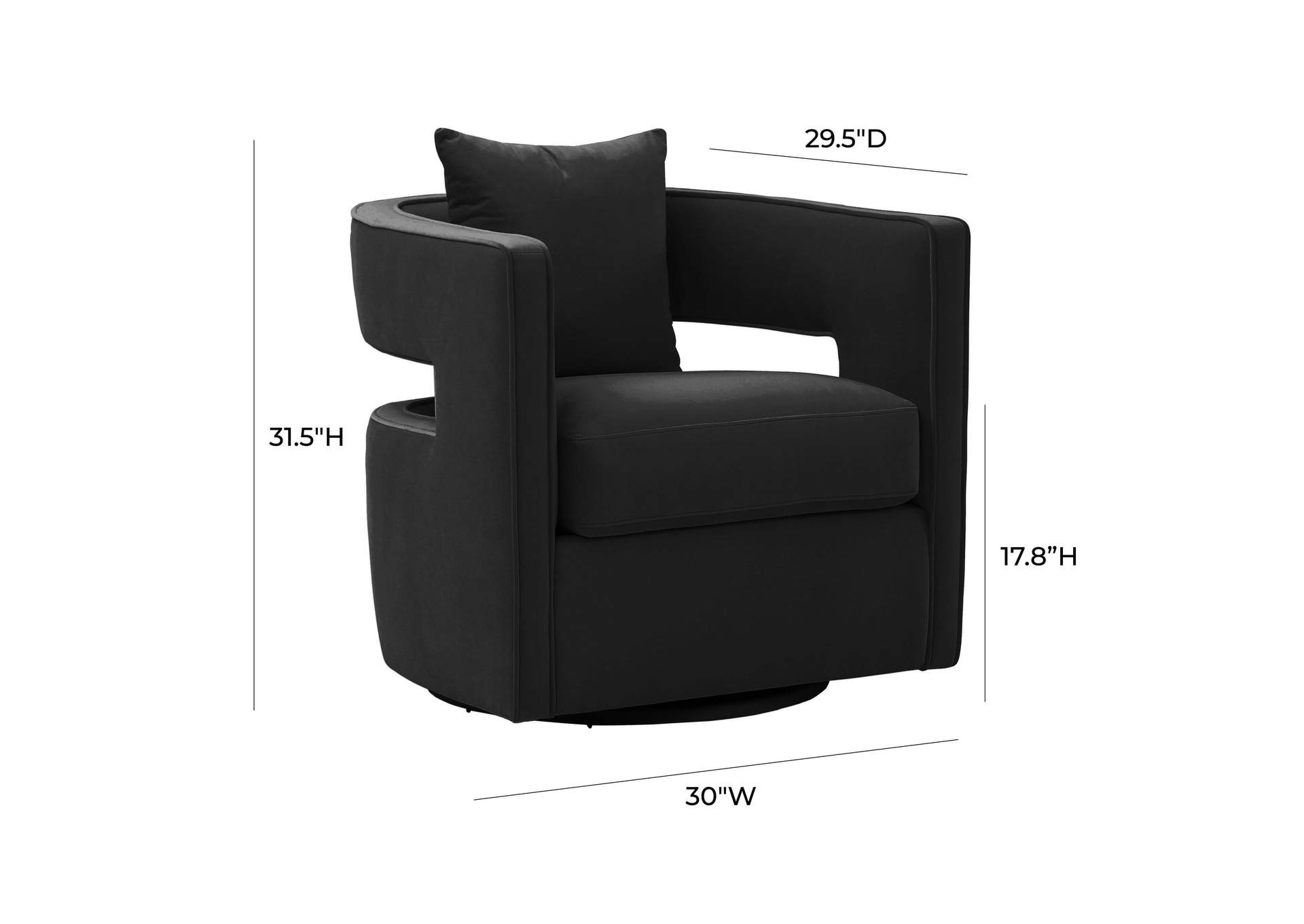 Kennedy Black Velvet Swivel Chair image 8