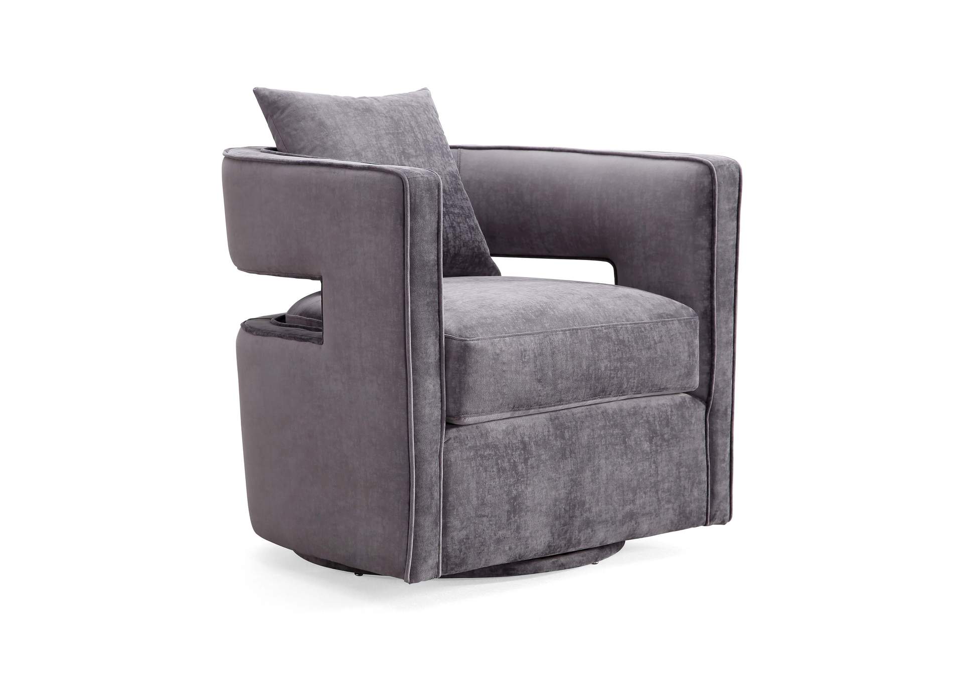 Kennedy Grey Textured Velvet Swivel Chair image 1