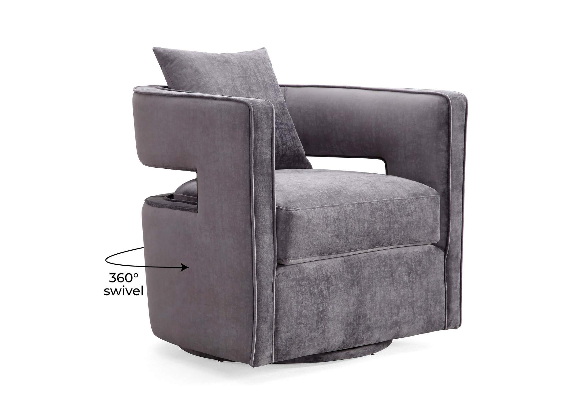 Kennedy Grey Textured Velvet Swivel Chair image 7