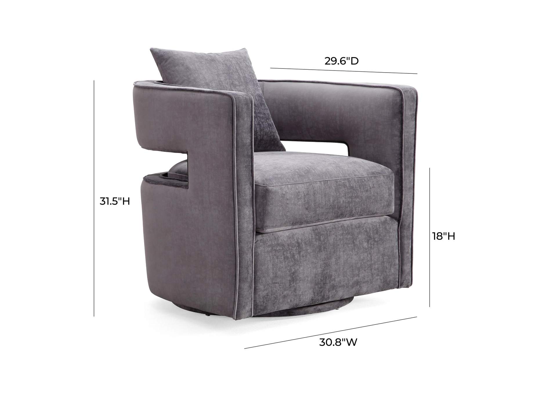 Kennedy Grey Textured Velvet Swivel Chair image 8