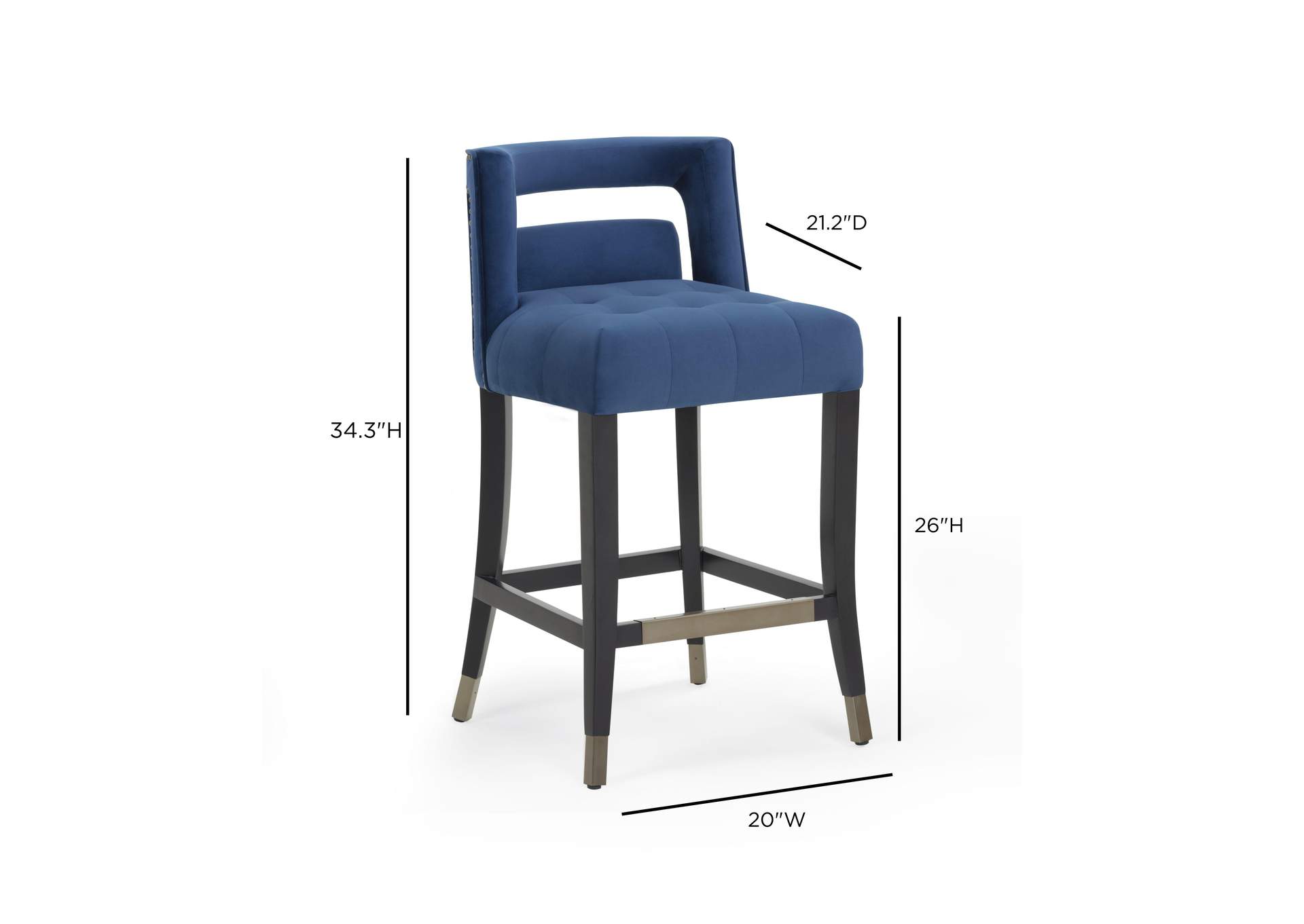 Hart Navy Velvet Counter Stool image 7