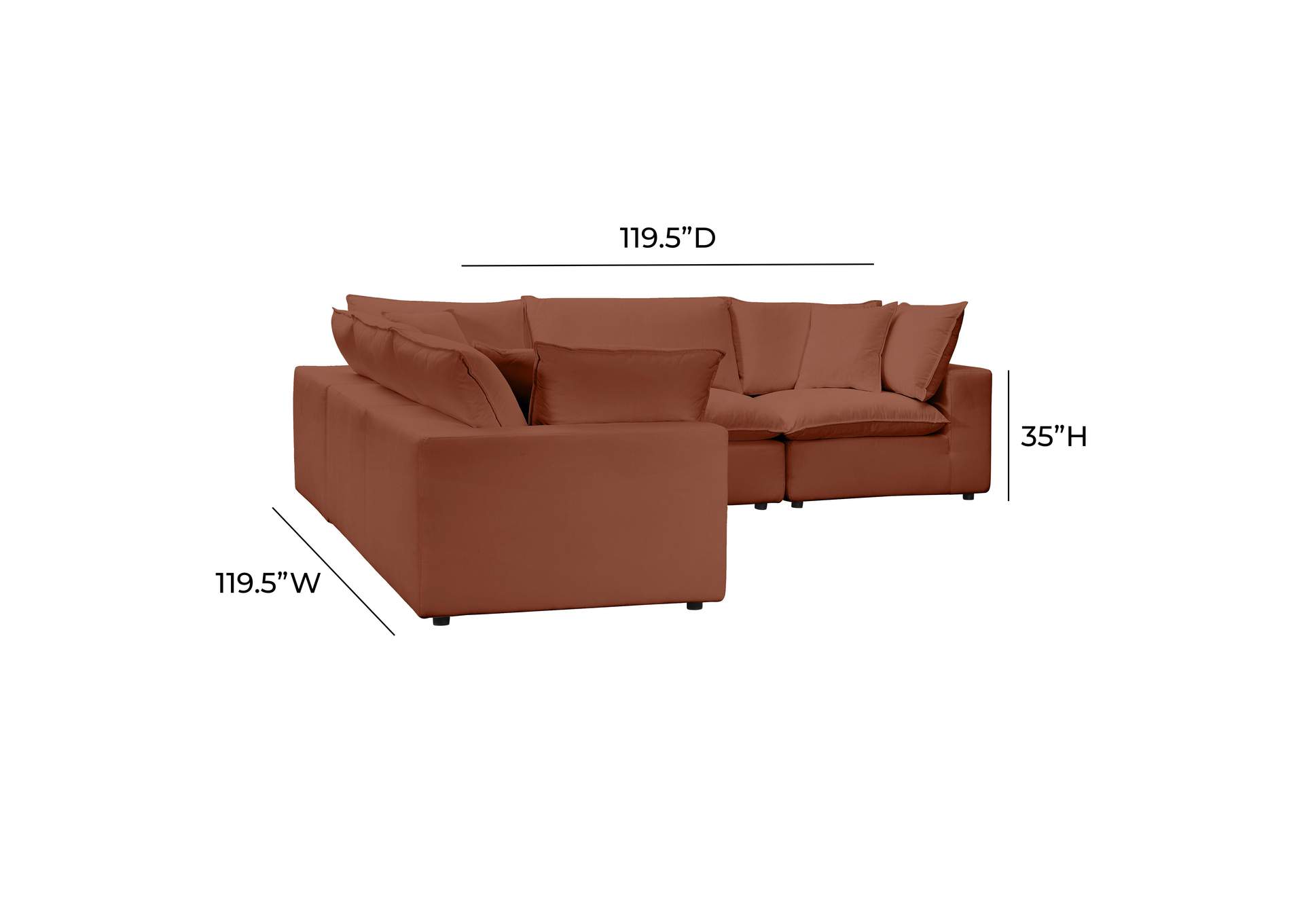 Cali Rust Performance Fabric Modular L - Sectional image 7