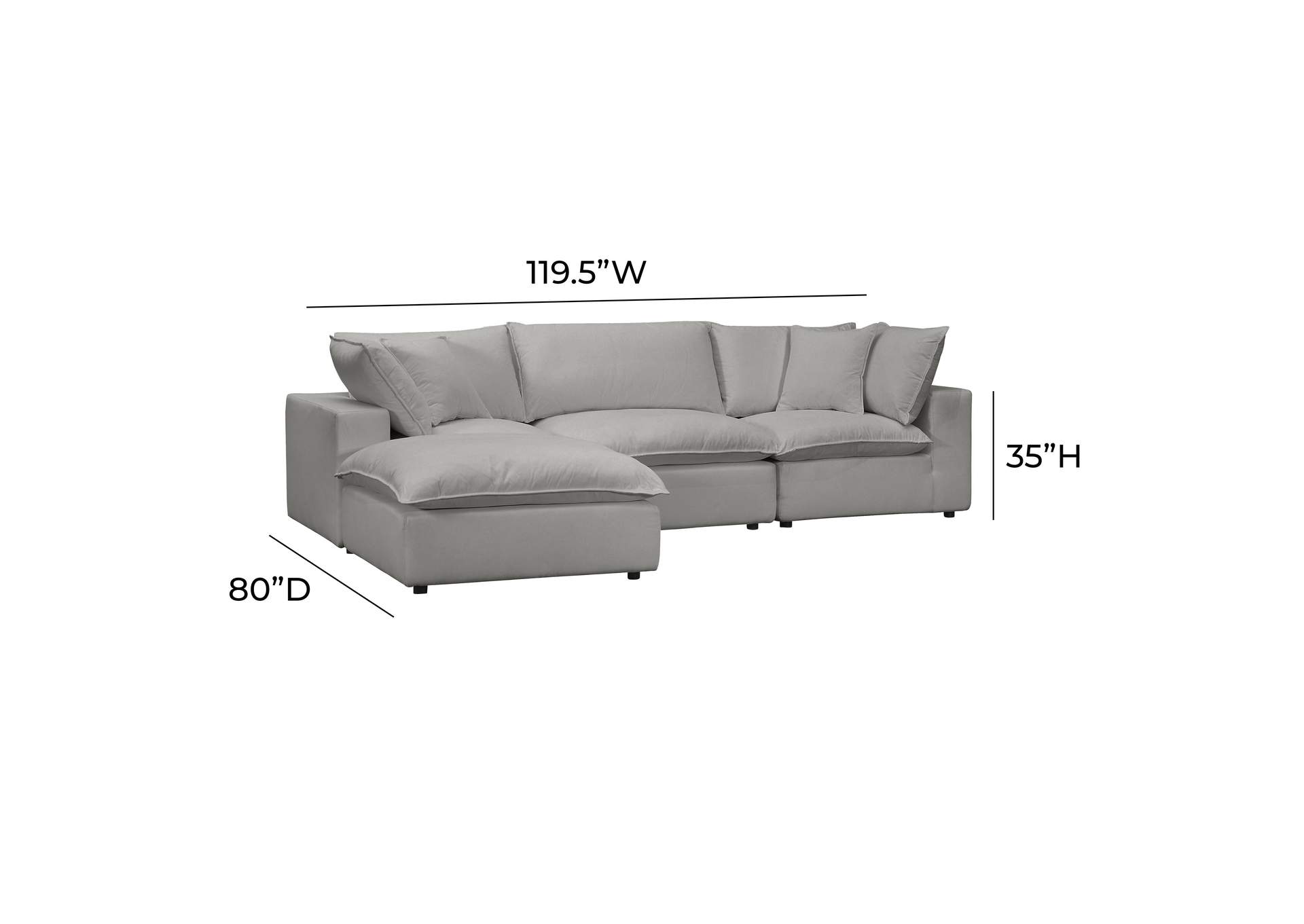 Cali Slate Performance Fabric Modular 4 Piece Sectional image 8