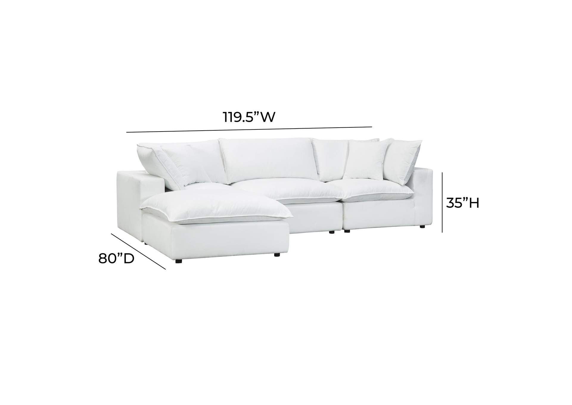 Cali Pearl Performance Fabric Modular 4 Piece Sectional image 8