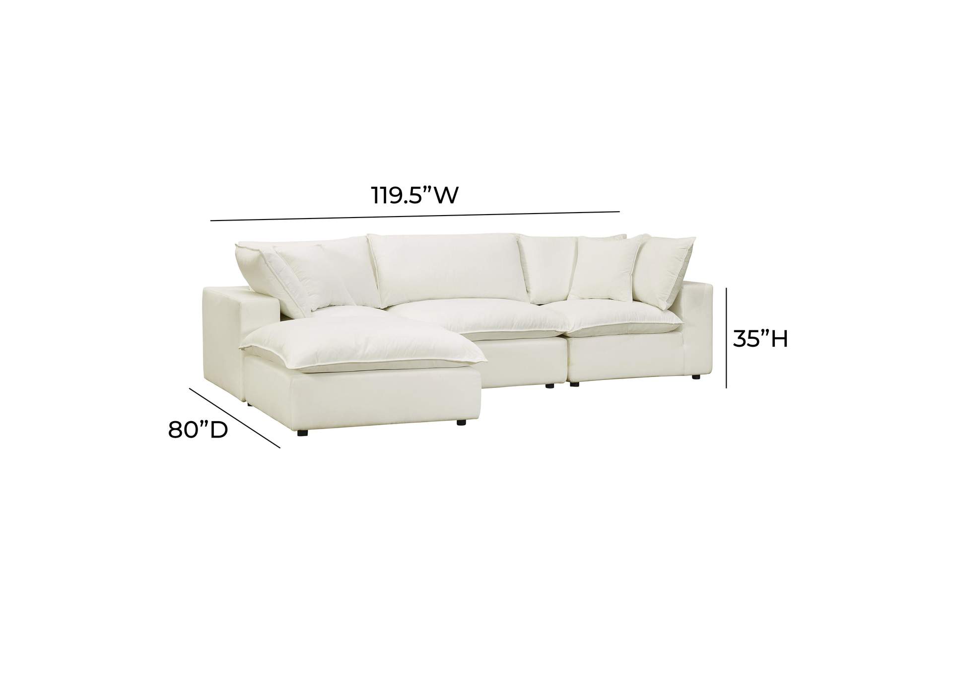 Cali Natural Performance Fabric Modular 4 Piece Sectional image 7