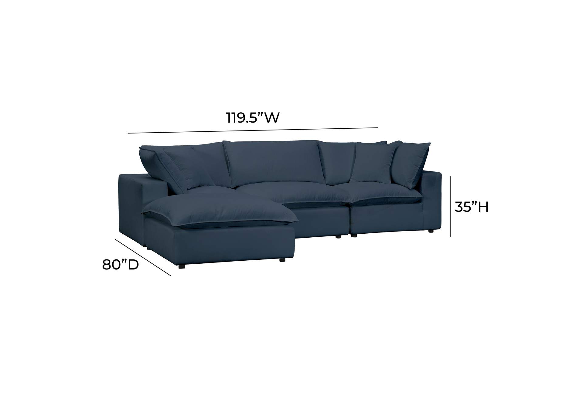 Cali Navy Performance Fabric Modular 4 Piece Sectional image 8
