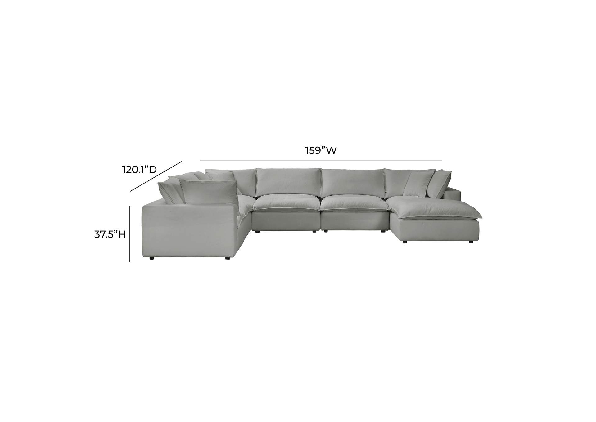 Cali Slate Performance Fabric Modular Large Chaise Sectional image 8