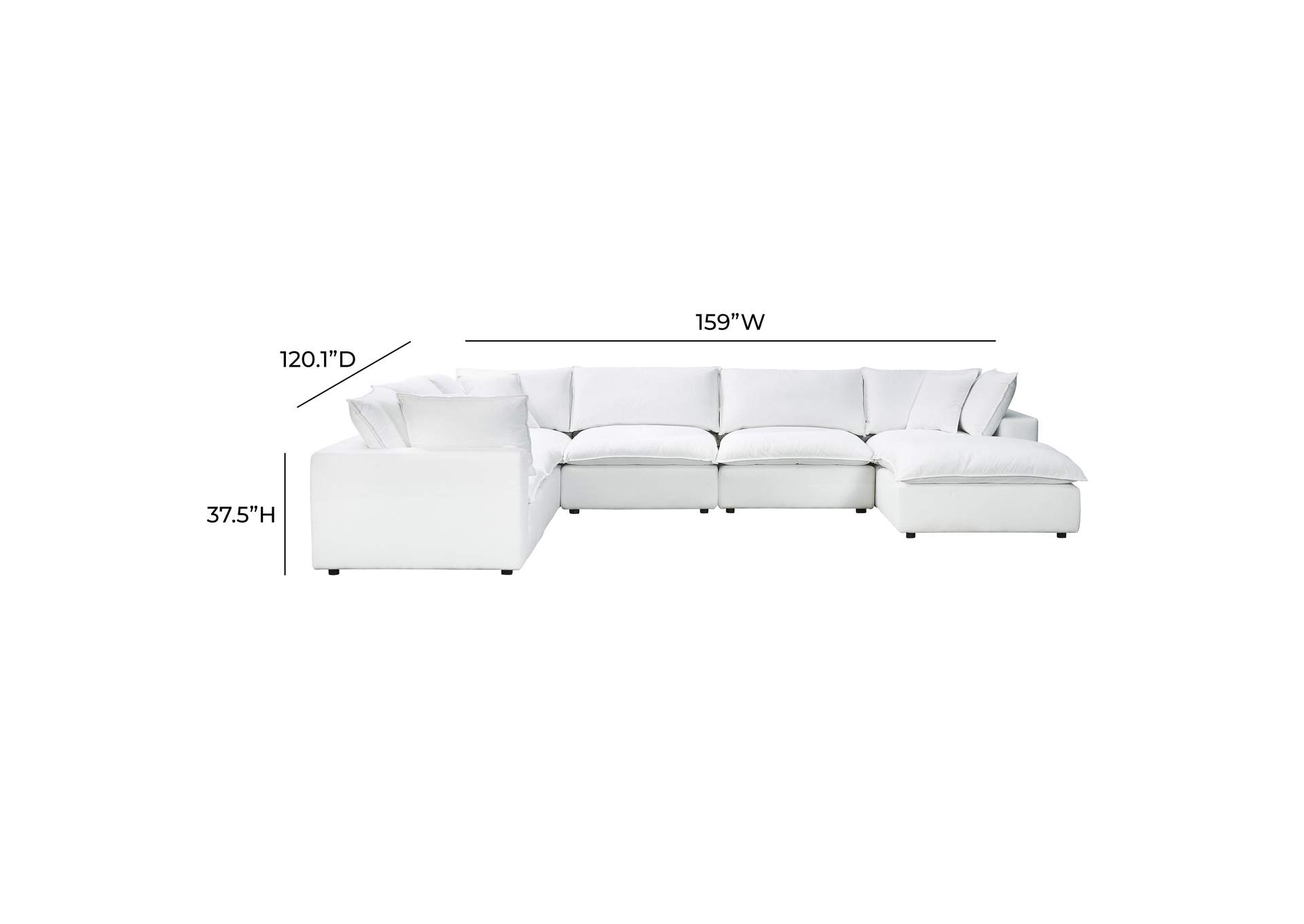 Cali Pearl Performance Fabric Modular Large Chaise Sectional image 8