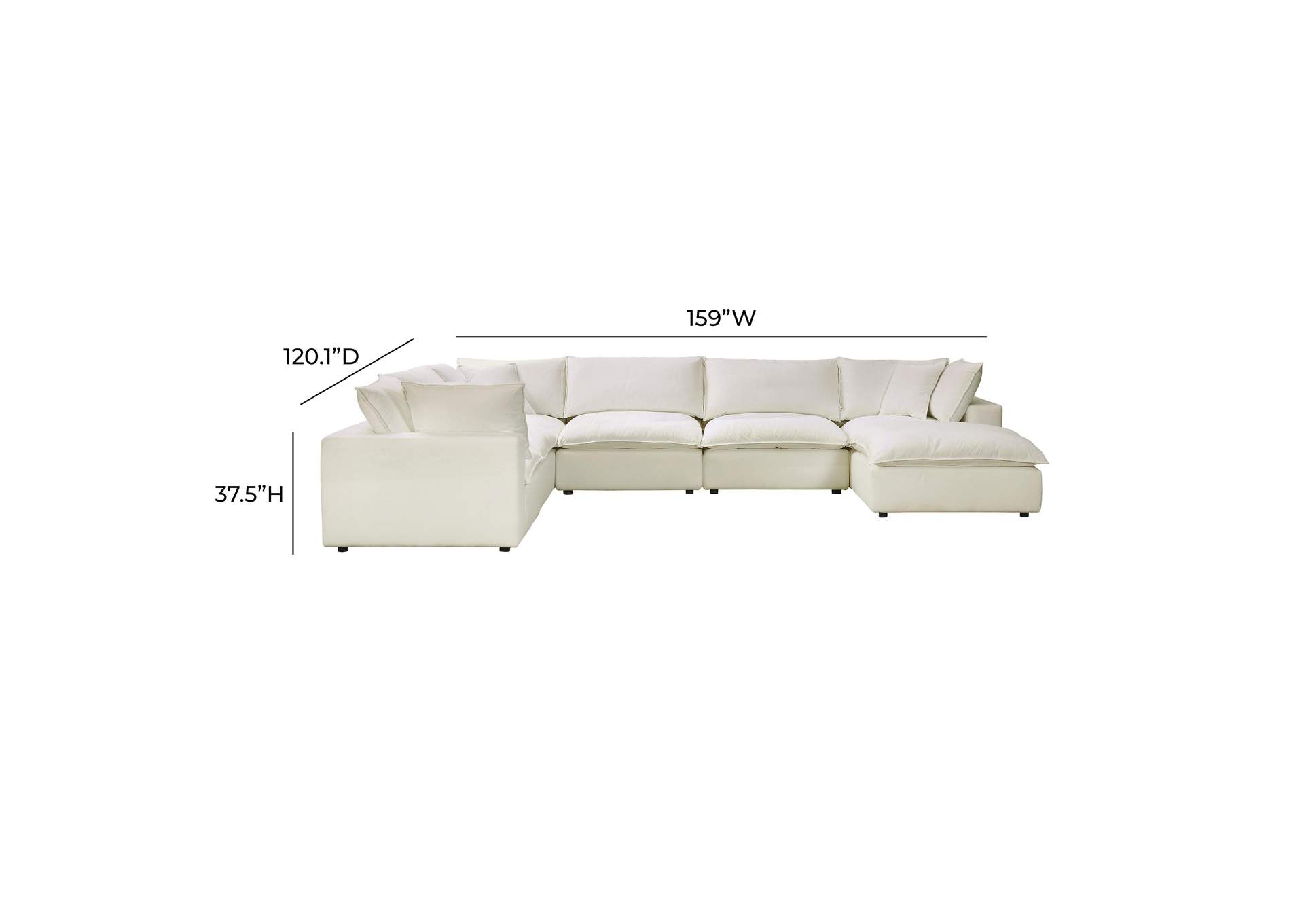 Cali Natural Performance Fabric Modular Large Chaise Sectional image 7