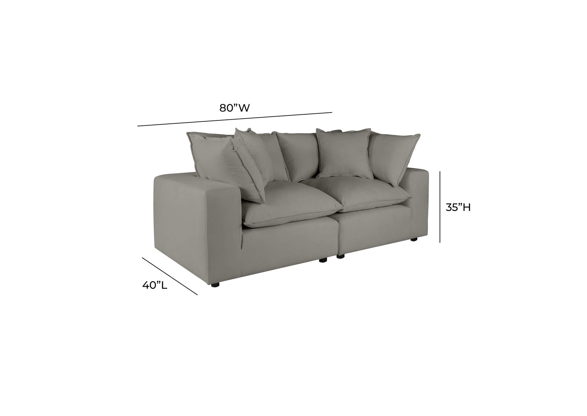 Cali Slate Performance Fabric Modular Loveseat image 8