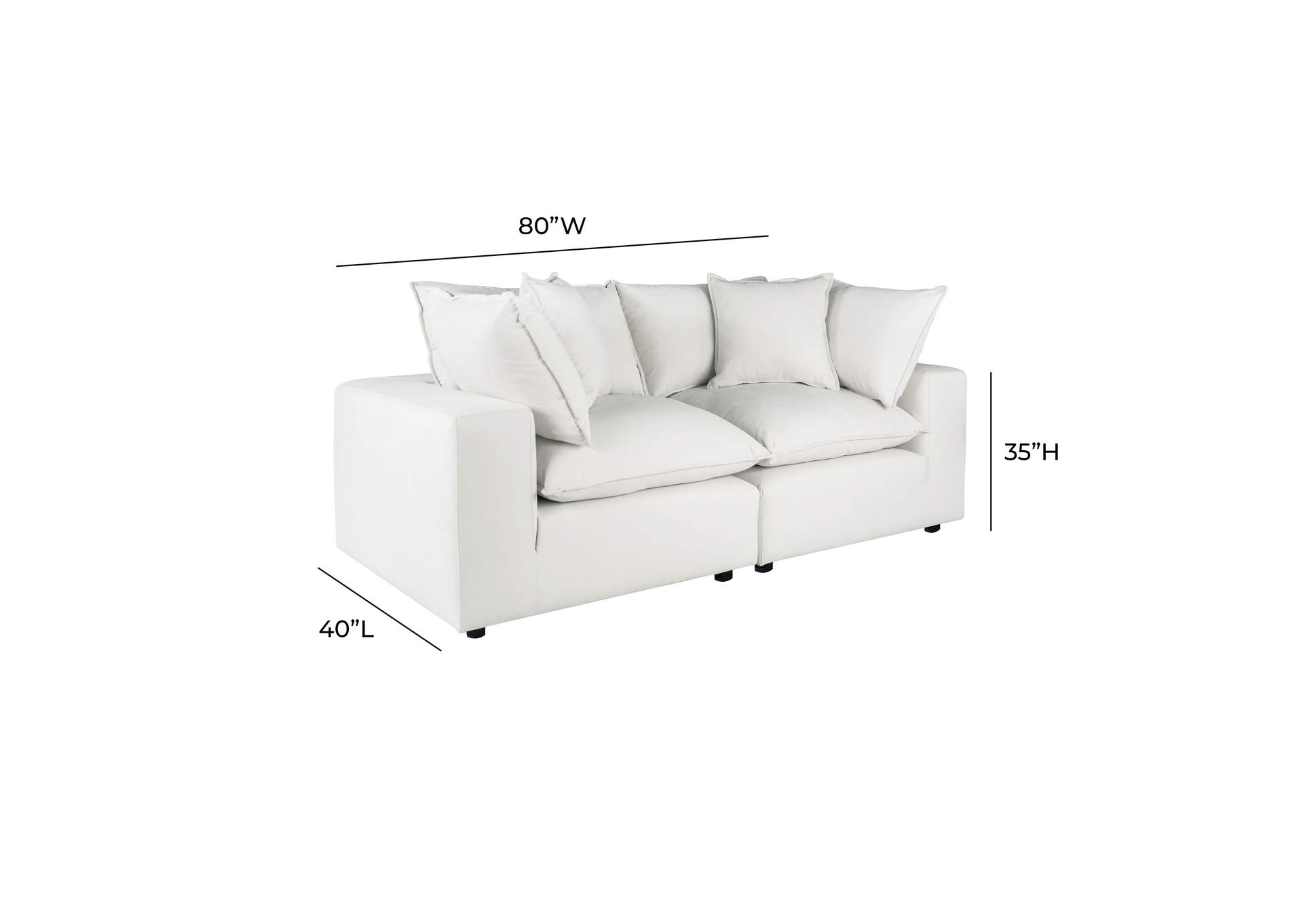 Cali Pearl Performance Fabric Modular Loveseat image 8